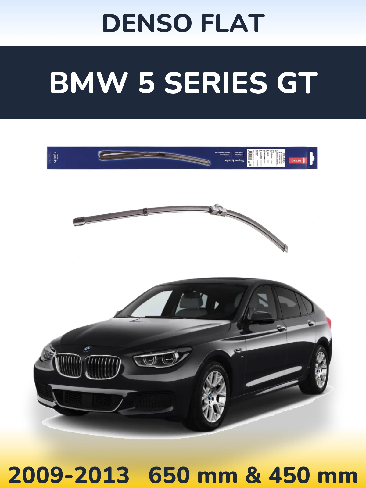 Front wiper blade set Denso Flat 650 & 450 mm for BMW 5 Series GT 2009-2013