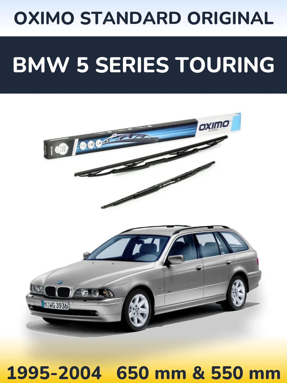Front wiper blade set Oximo Standard Original 650 & 550 mm for BMW 5 Series Touring 1995-2004
