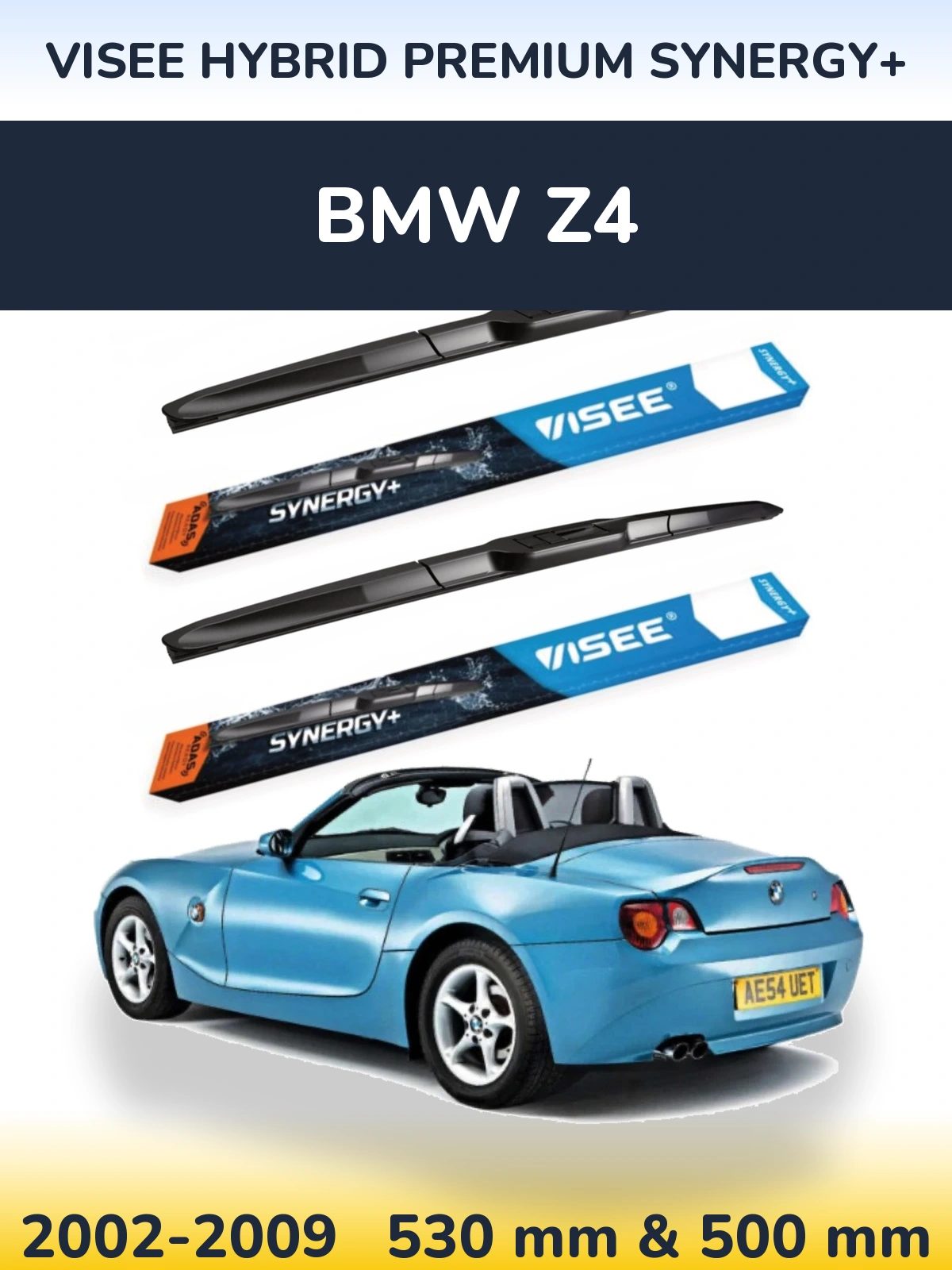 Комплект передних дворников VISEE HYBRID PREMIUM SYNERGY+ 530 & 500 мм для BMW Z4 2002-2009