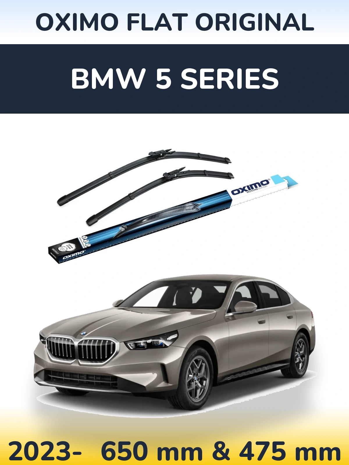 Front wiper blade set Oximo Flat Original 650 & 475 mm for BMW 5 Series 2023-2026