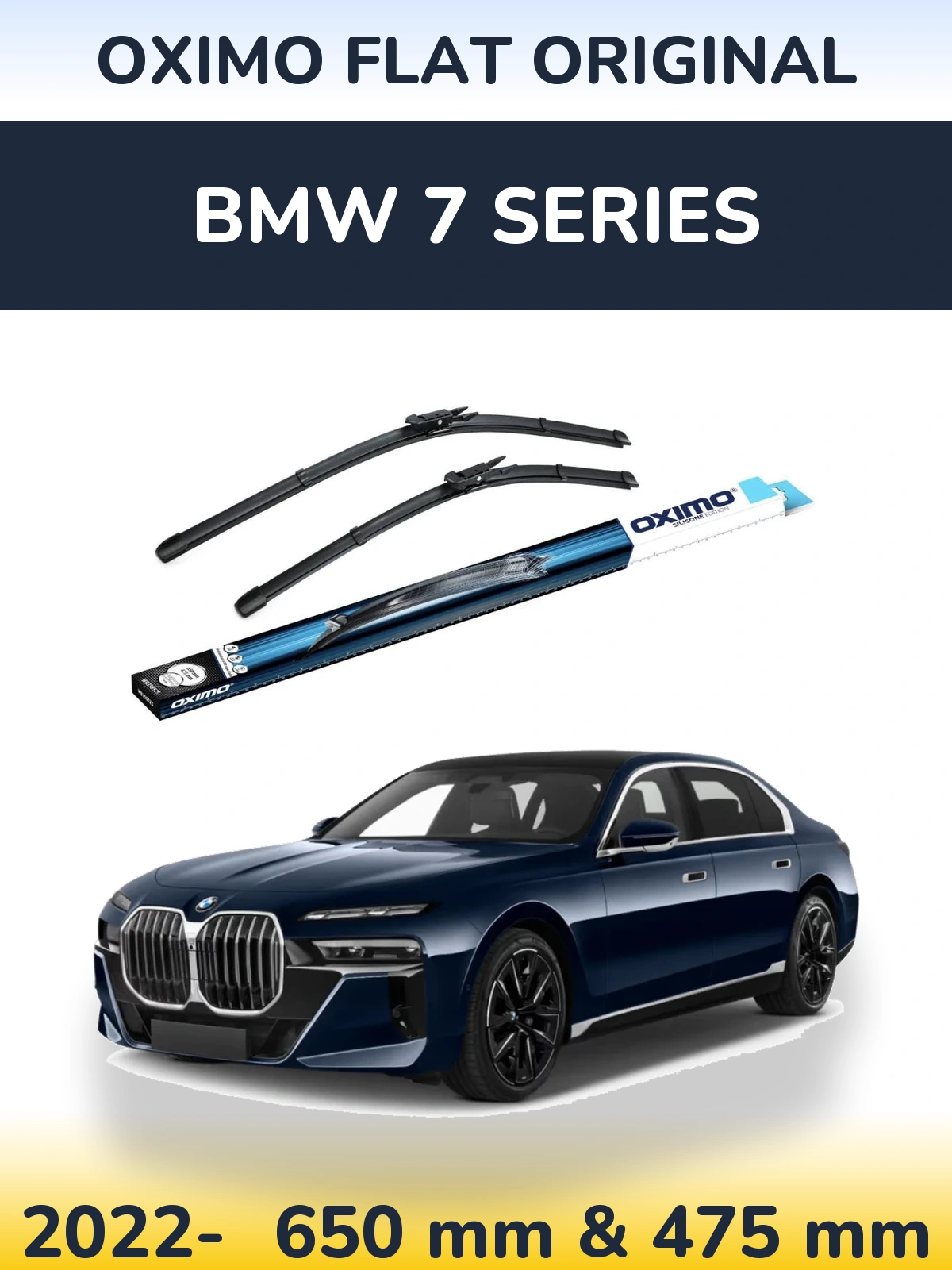 Front wiper blade set Oximo Flat Original 650 & 475 mm for BMW 7 Series 2022-2026