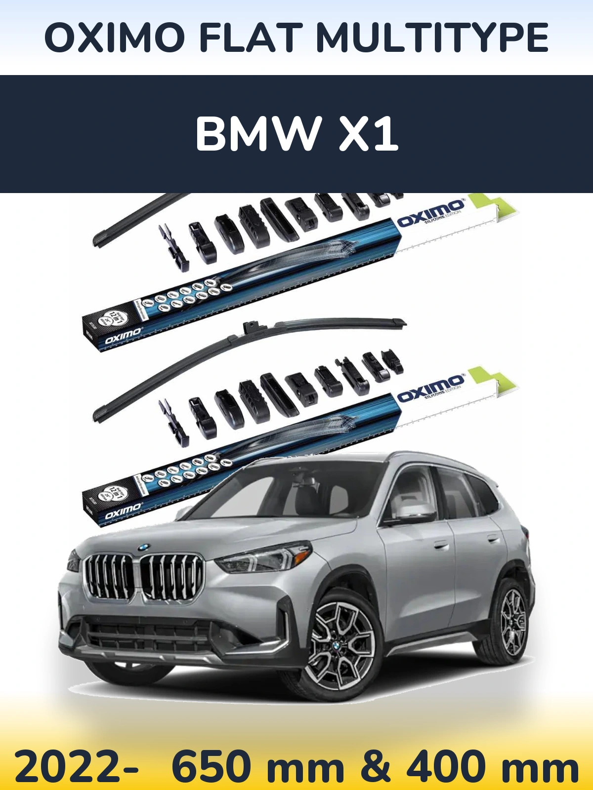Комплект передних дворников Oximo Flat MultiТипe 650 & 400 мм для BMW X1 2022-2026