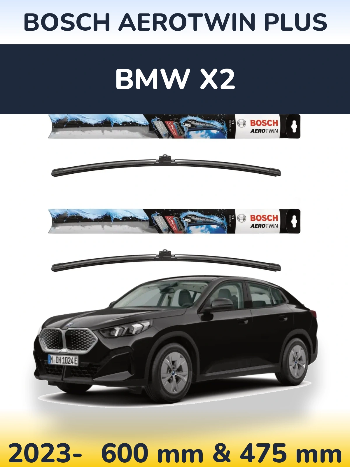 Комплект передних дворников BOSCH AeroTwin Plus 600 & 475 мм для BMW X2 2023-2026