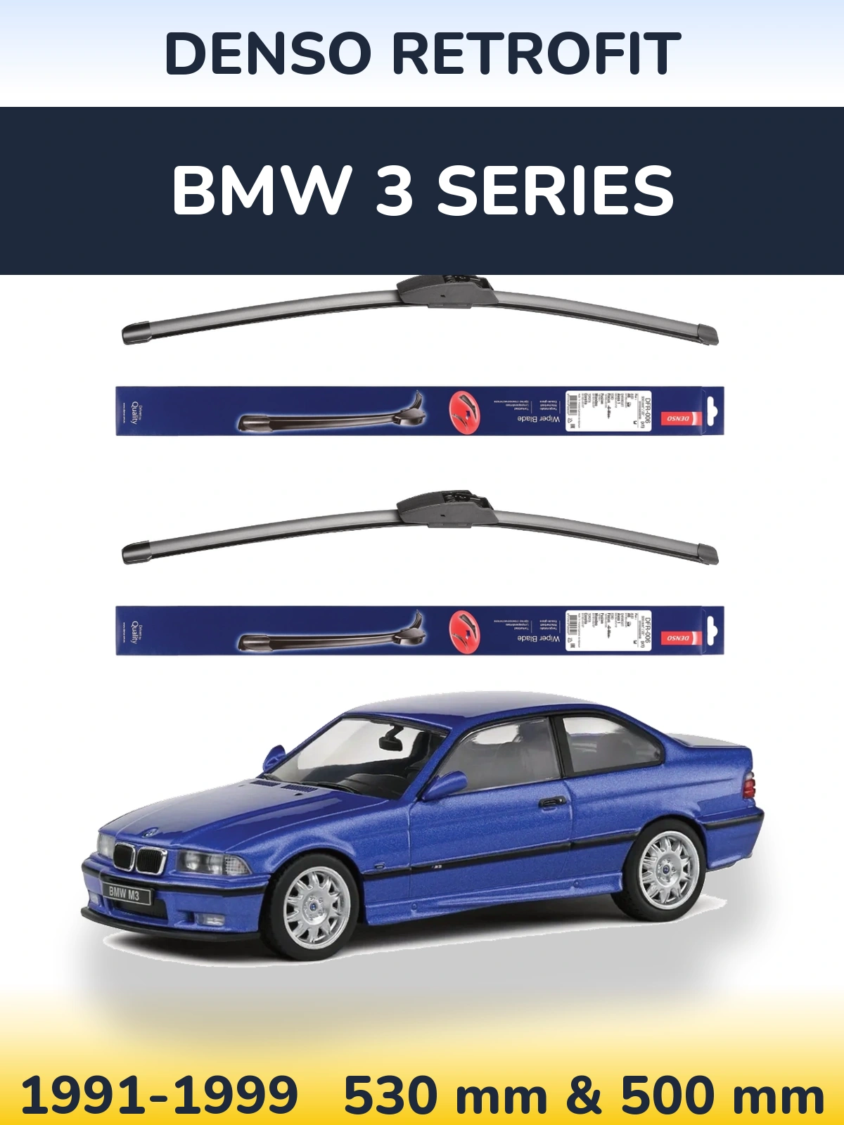 Комплект передних дворников Denso Retrofit 530 & 500 мм для BMW 3 Series 1991-1999