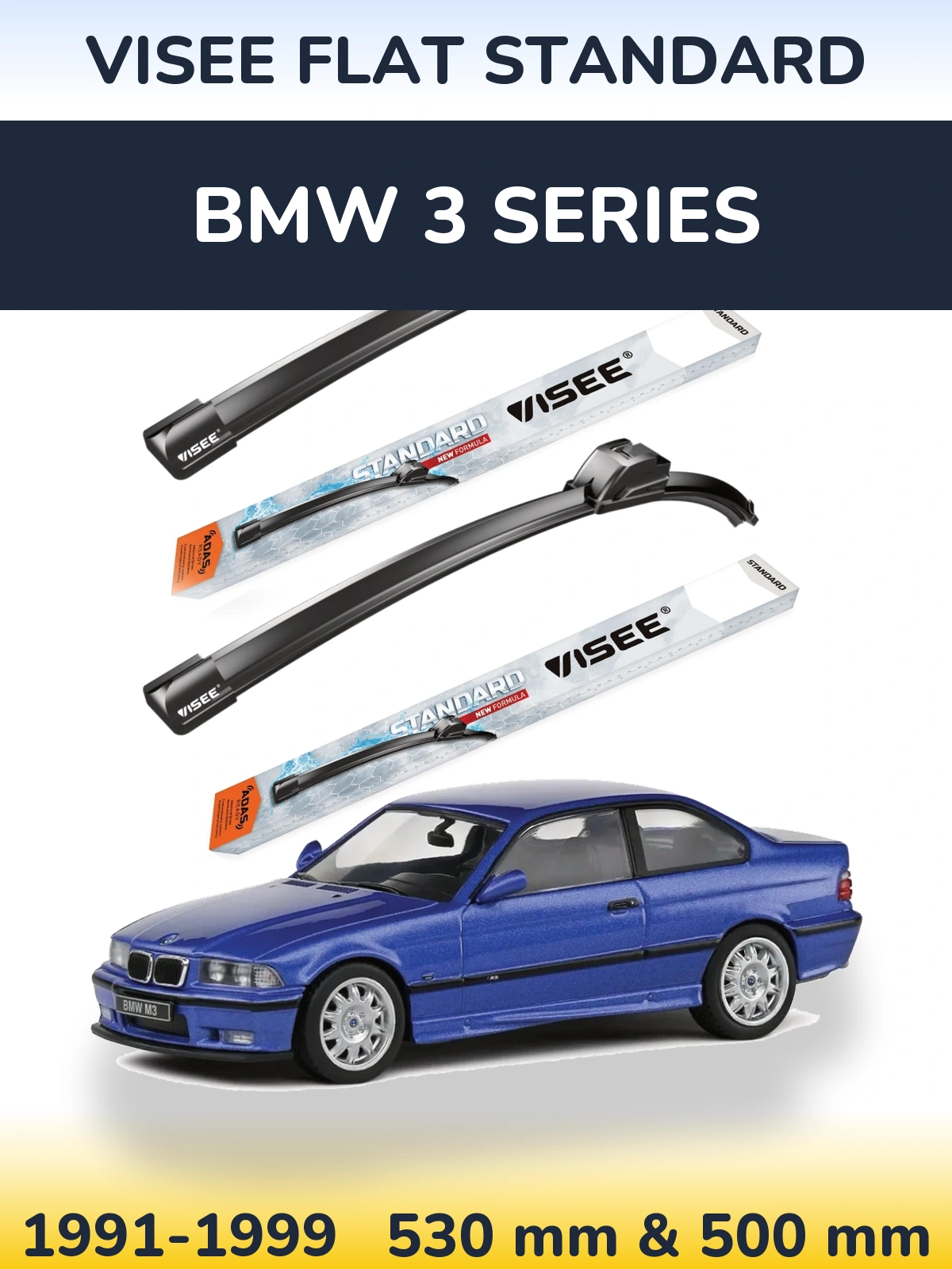 Комплект передних дворников VISEE FLAT STANDARD 530 & 500 мм для BMW 3 Series 1991-1999