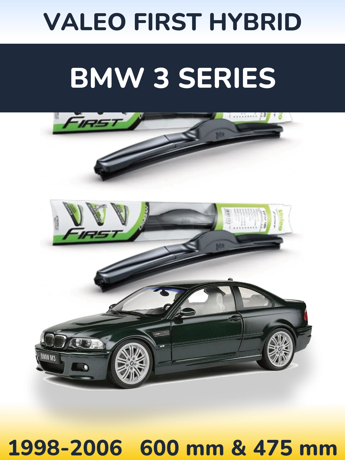 Комплект передніх щіток Valeo First Hybrid 600 & 475 мм для BMW 3 Series 1998-2006