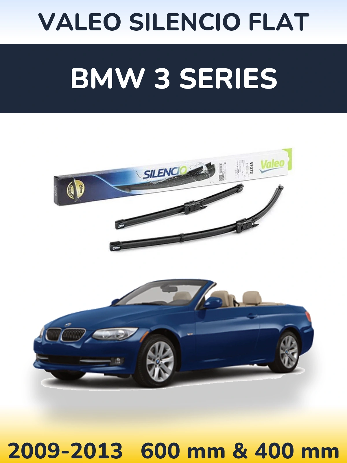 Комплект передніх щіток Valeo Silencio Flat 600 & 400 мм для BMW 3 Series 2009-2013