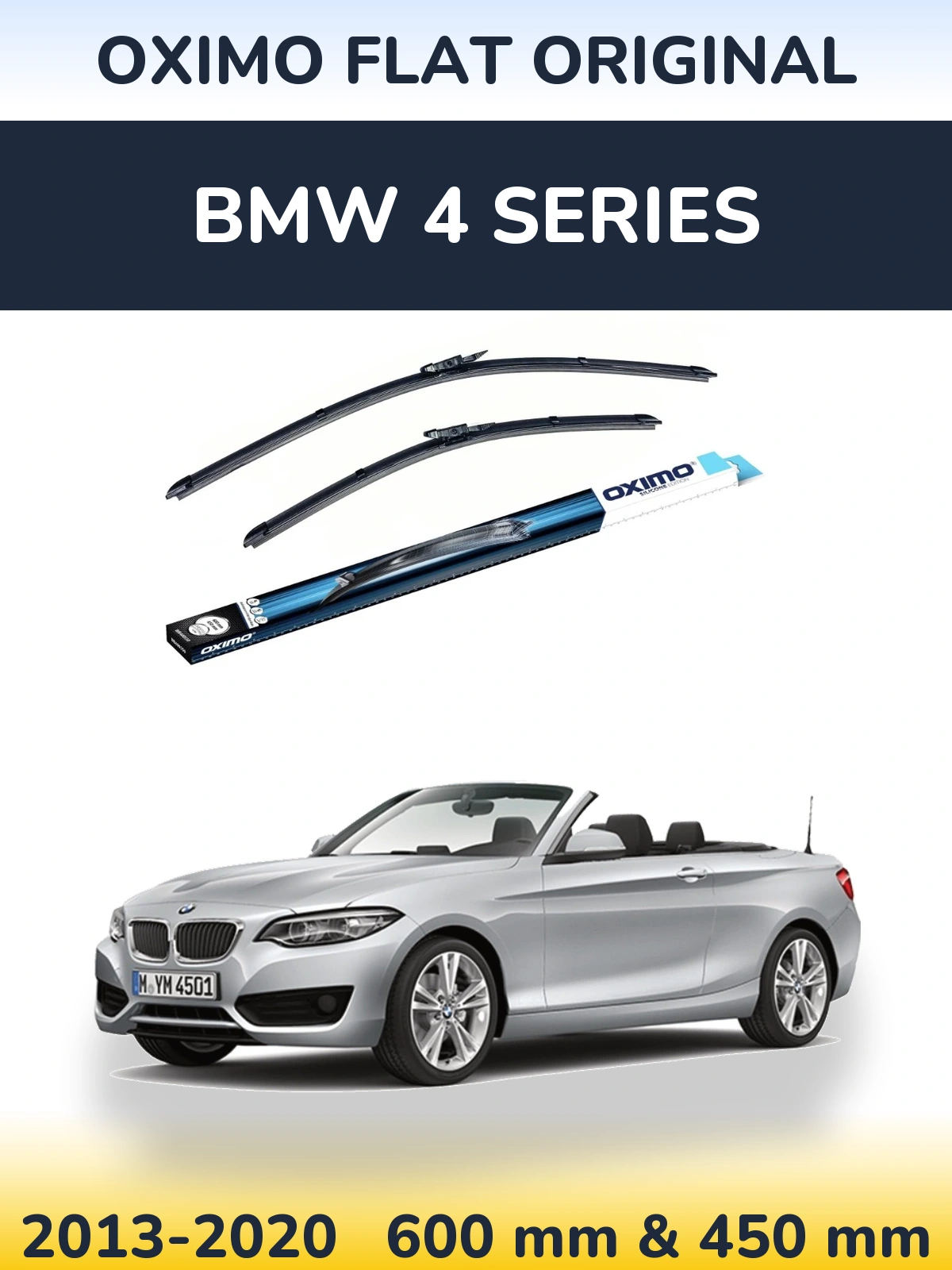 Front wiper blade set Oximo Flat Original 600 & 450 mm for BMW 4 Series 2013-2020