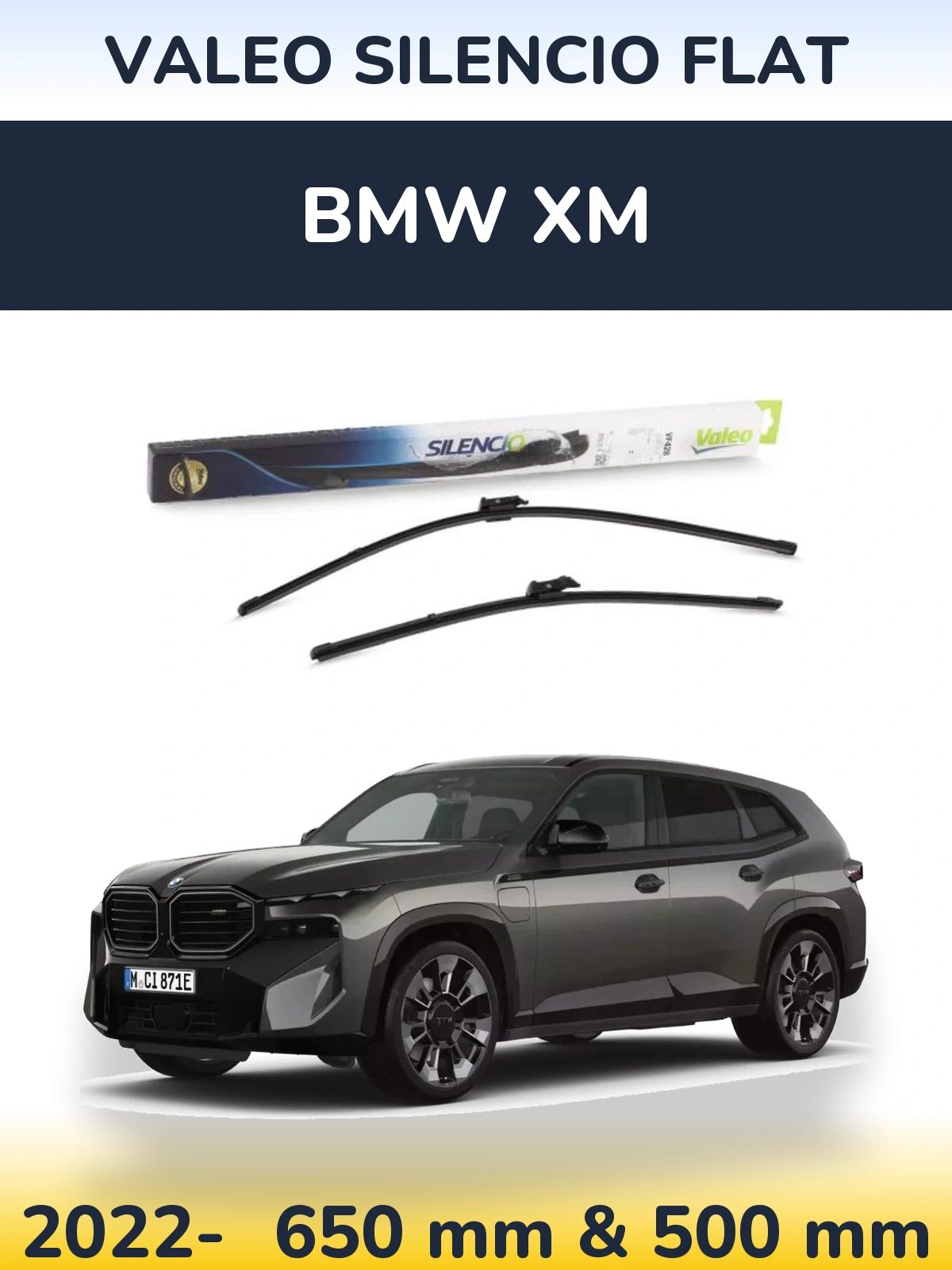 Комплект передних дворников Valeo Silencio Flat 650 & 500 мм для BMW XM 2022-2026