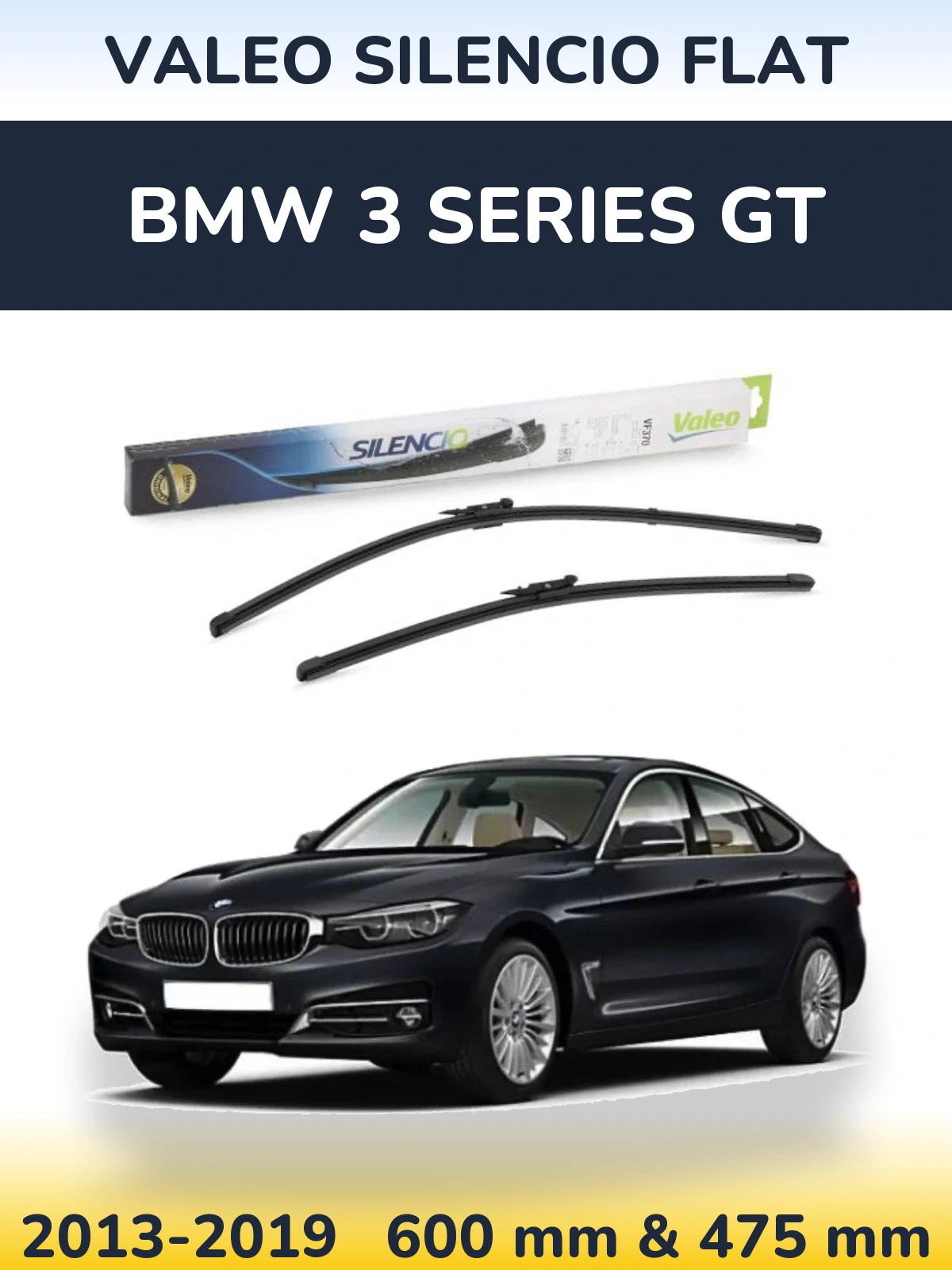 Комплект передних дворников Valeo Silencio Flat 600 & 475 мм для BMW 3 Series GT 2013-2019