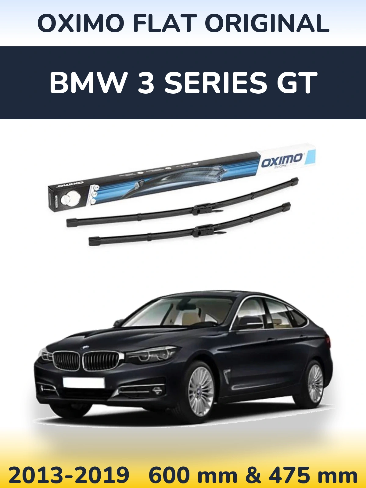 Front wiper blade set Oximo Flat Original 600 & 475 mm for BMW 3 Series GT 2013-2019
