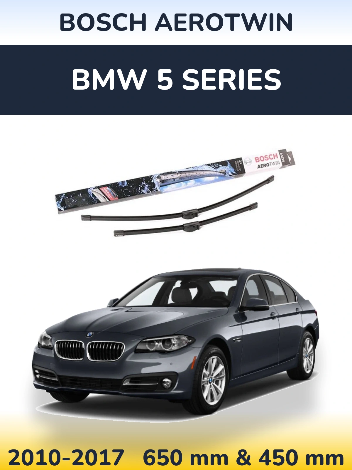 Комплект передних дворников BOSCH AeroTwin 650 & 450 мм для BMW 5 Series 2010-2017