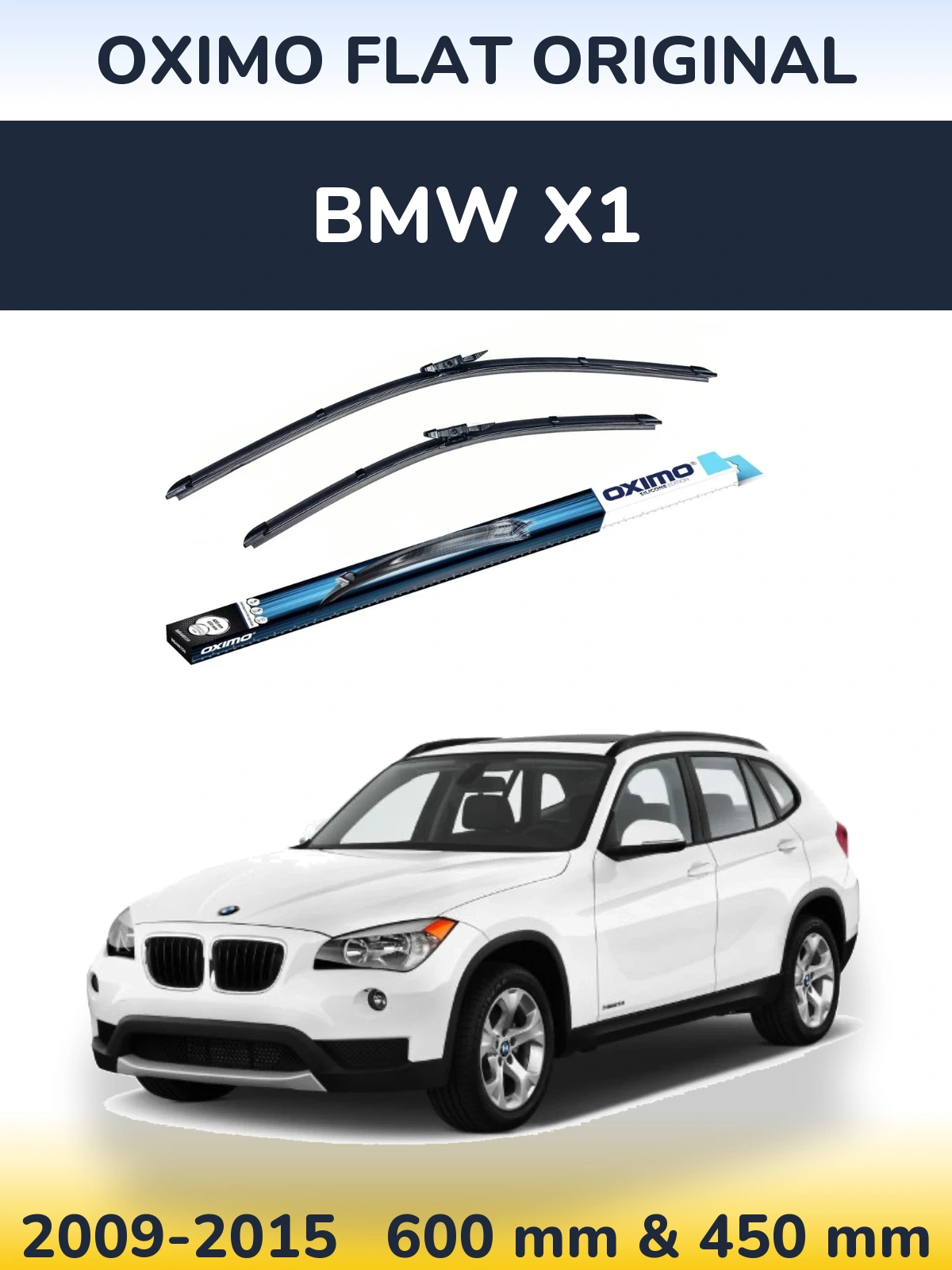 Front wiper blade set Oximo Flat Original 600 & 450 mm for BMW X1 2009-2015