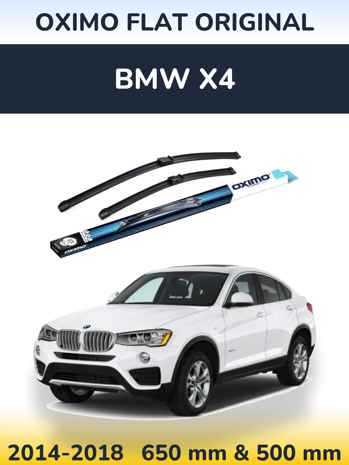 Front wiper blade set Oximo Flat Original 650 & 500 mm for BMW X4 2014-2018