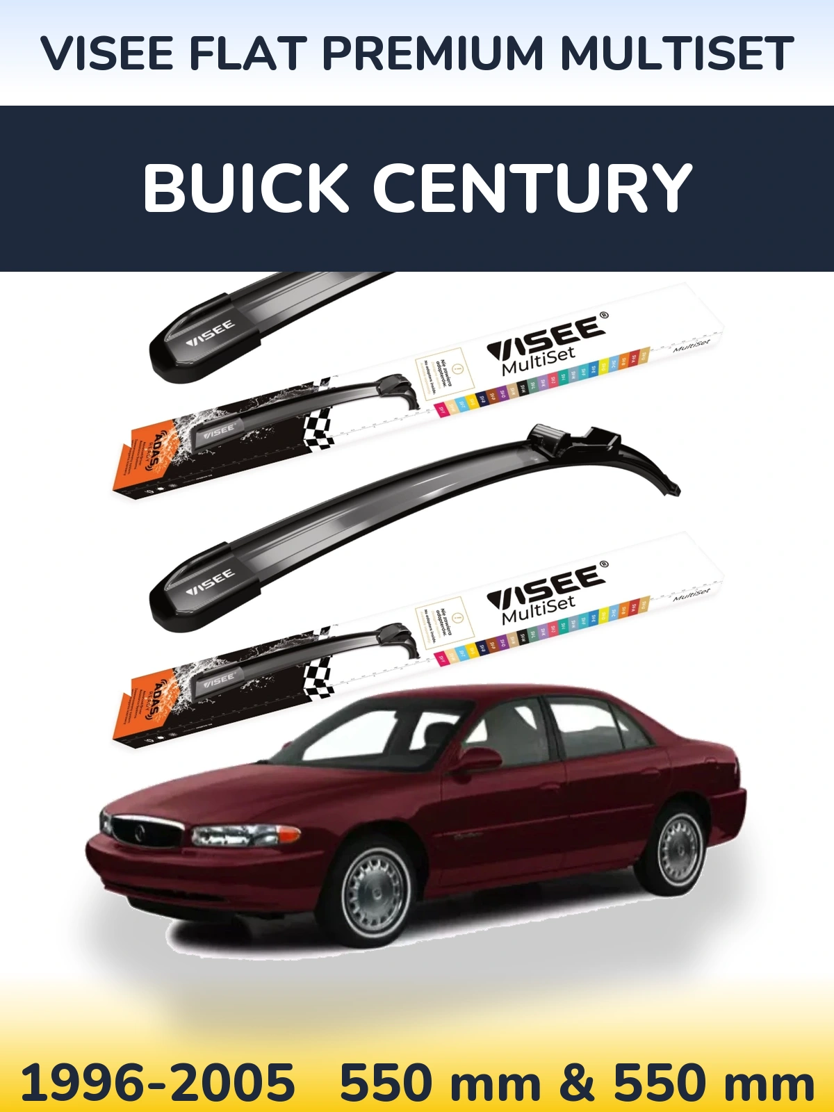 Комплект передніх щіток VISEE FLAT PREMIUM MultiSet 550 & 550 мм для Buick Century 1996-2005