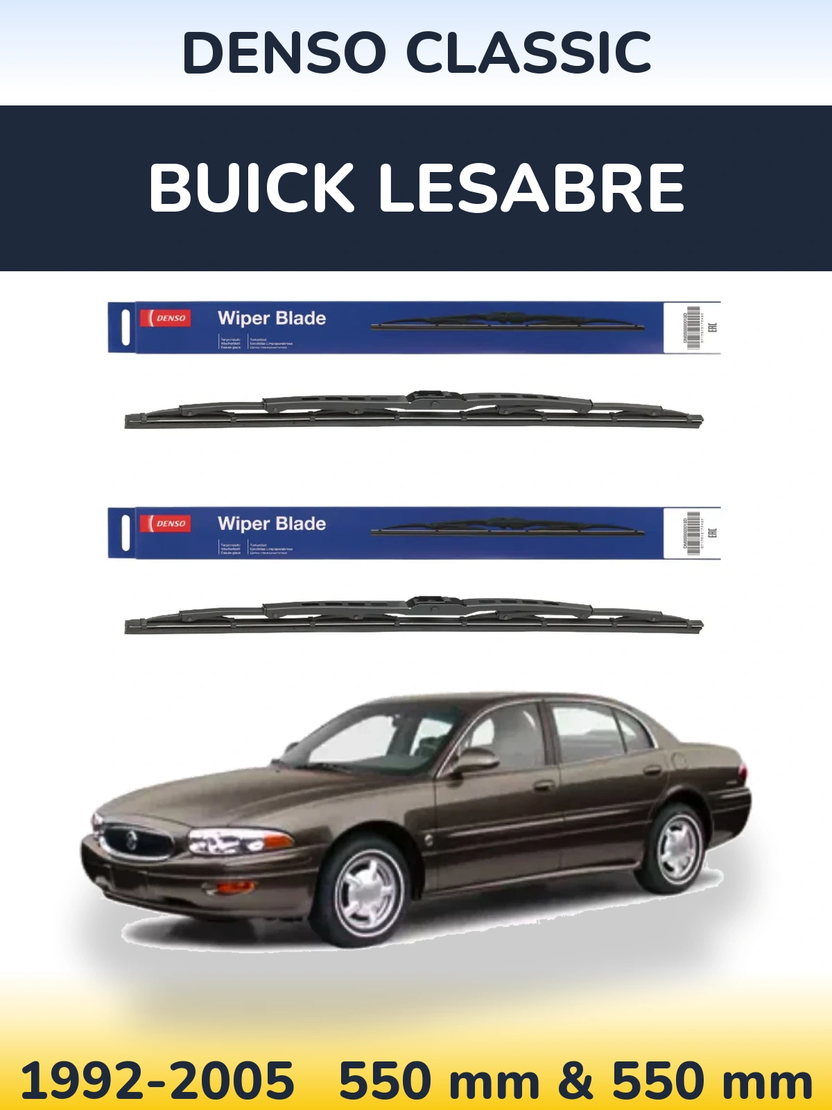 Front wiper blade set Denso Classic 550 & 550 mm for Buick LeSabre 1992-2005