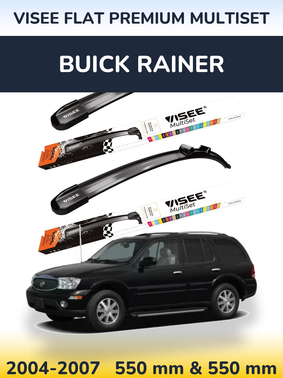 Комплект передних дворников VISEE FLAT PREMIUM MultiSet 550 & 550 мм для Buick Rainer 2004-2007
