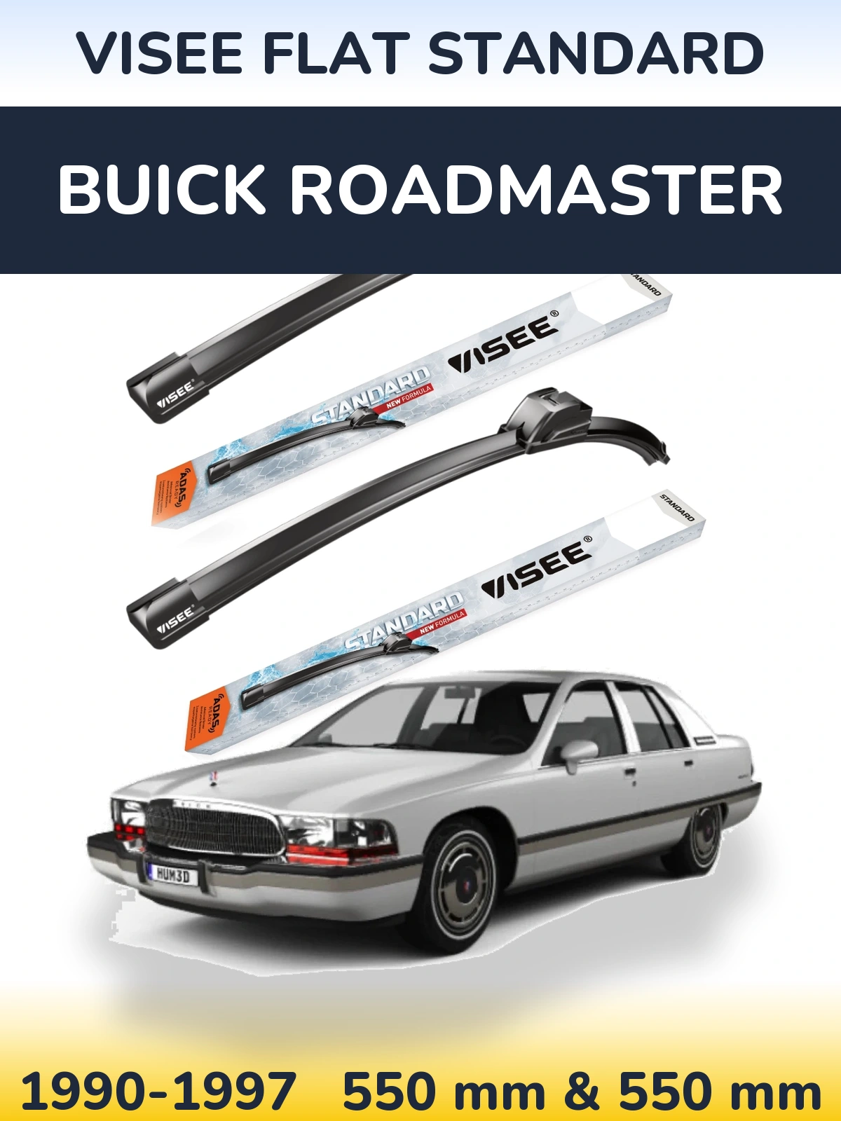 Комплект передних дворников VISEE FLAT STANDARD 550 & 550 мм для Buick Roadmaster 1990-1997