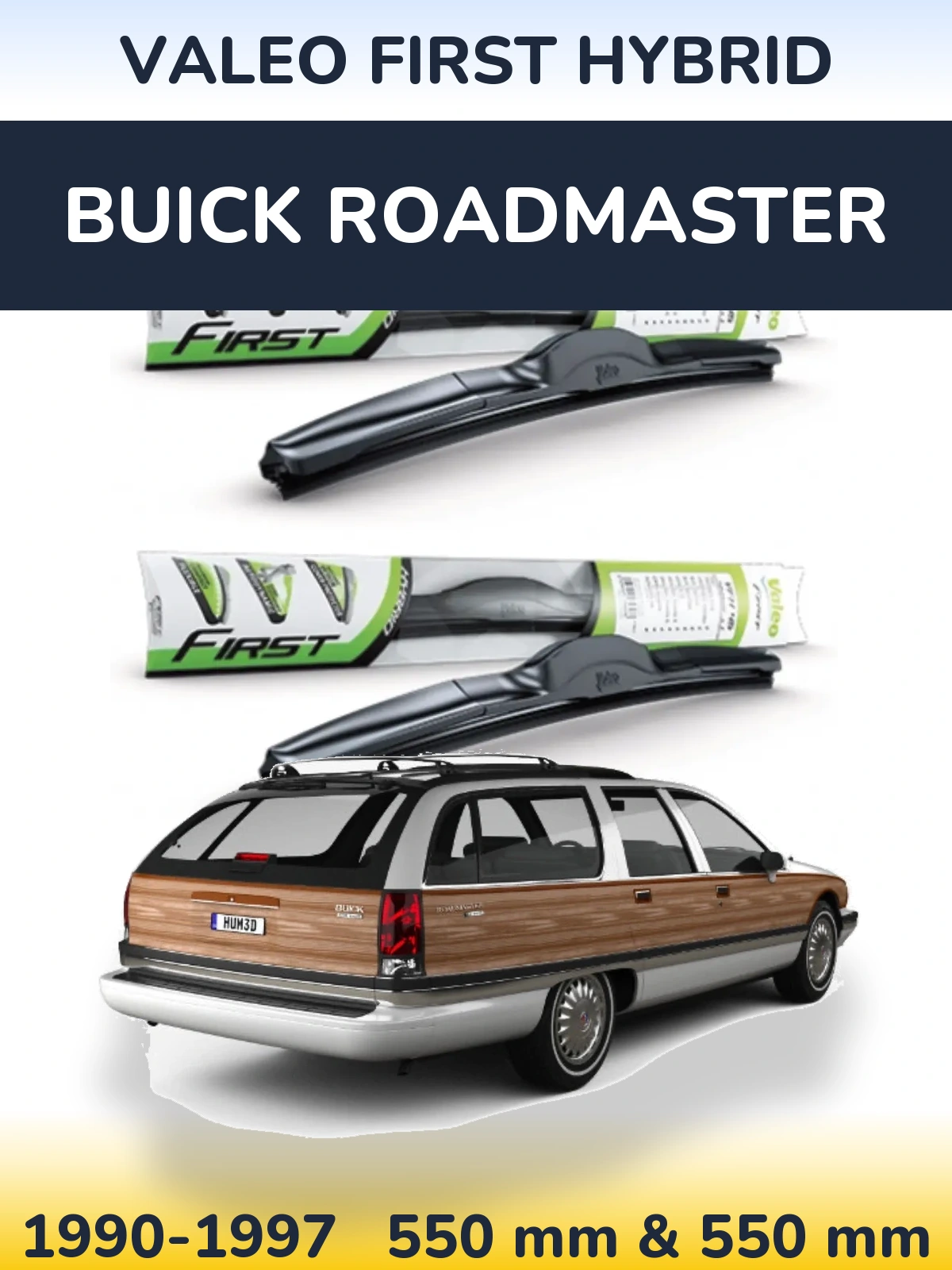 Комплект передніх щіток Valeo First Hybrid 550 & 550 мм для Buick Roadmaster 1990-1997