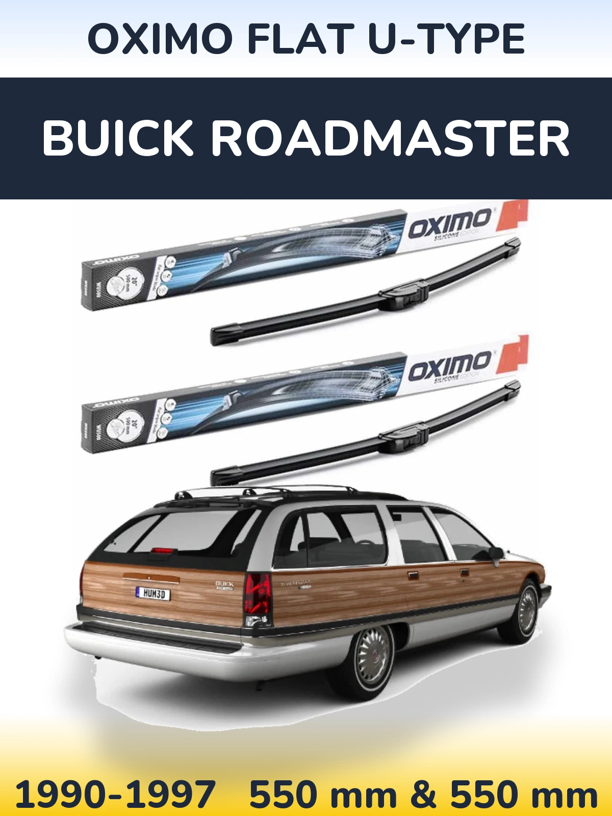 Комплект передних дворников Oximo Flat U-type 550 & 550 мм для Buick Roadmaster 1990-1997