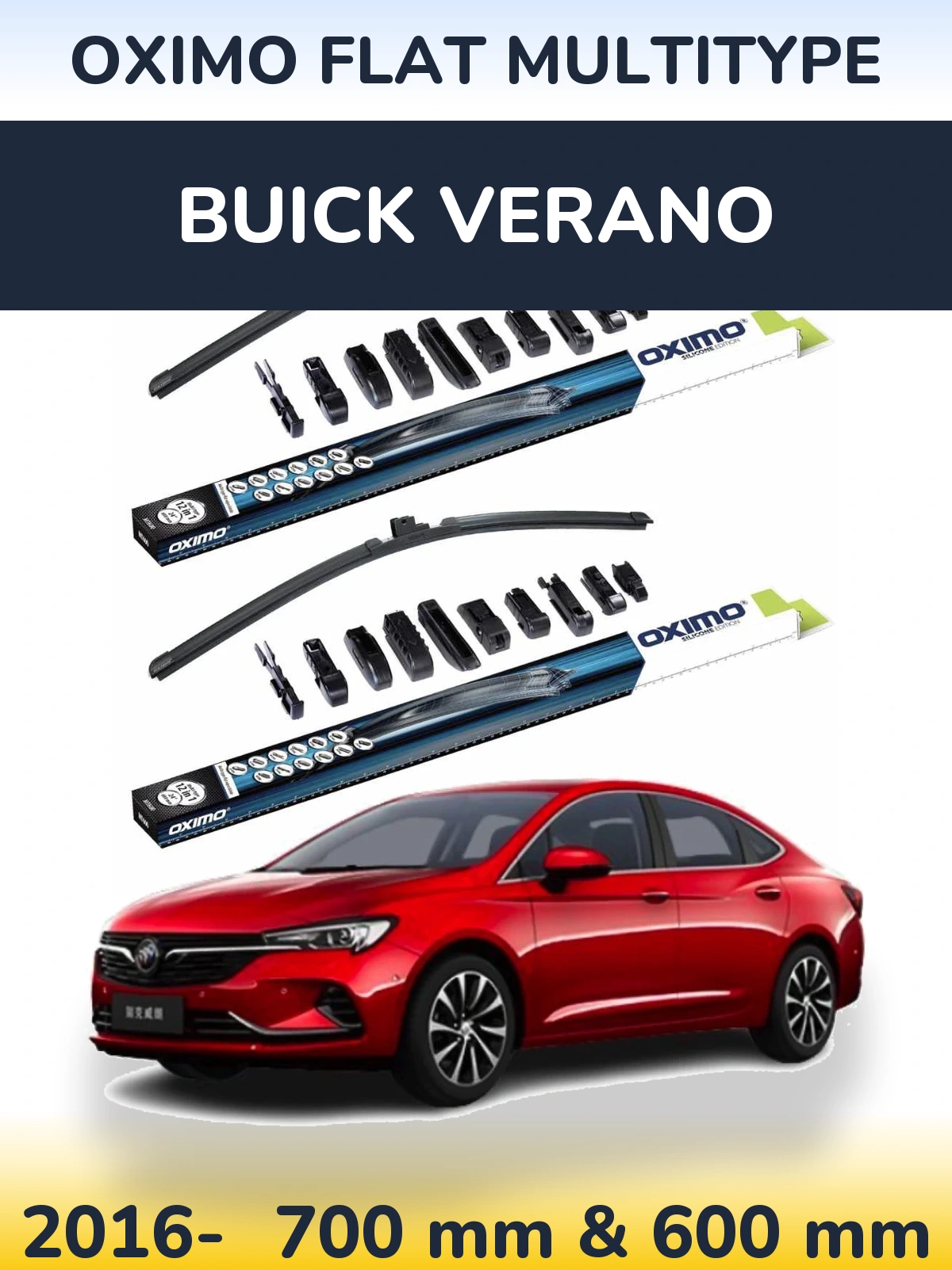 Front wiper blade set Oximo Flat MultiTipoe 700 & 600 mm for Buick Verano 2016-2026