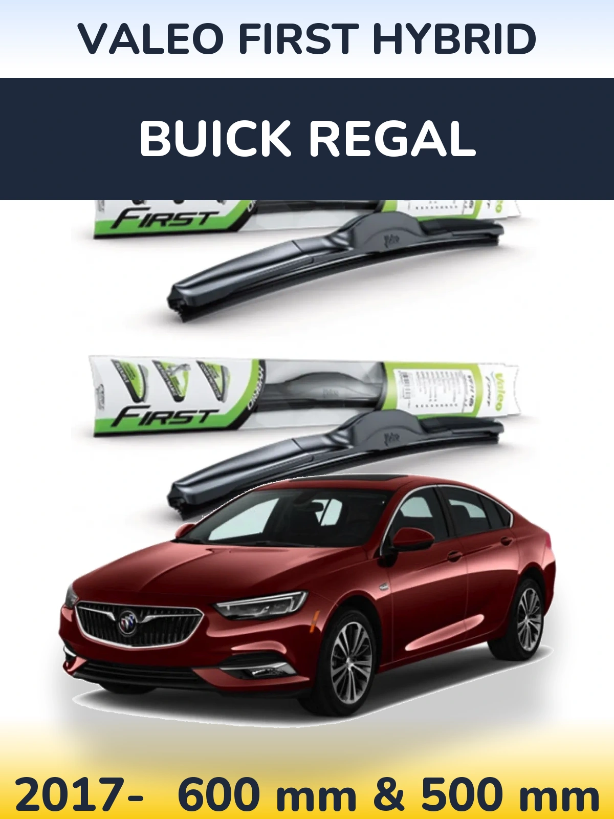 Комплект передних дворников Valeo First Hybrid 600 & 500 мм для Buick Regal 2017-2026