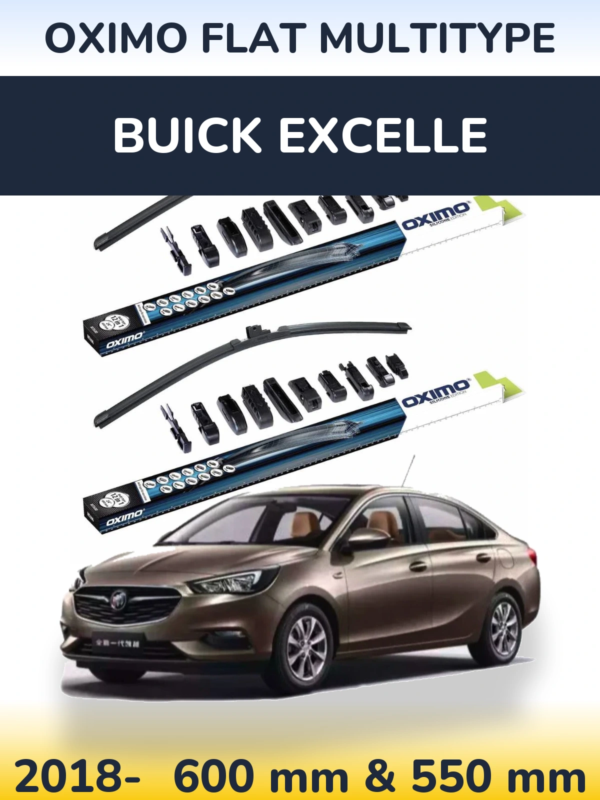 Front wiper blade set Oximo Flat MultiTipoe 600 & 550 mm for Buick Excelle 2018-2026