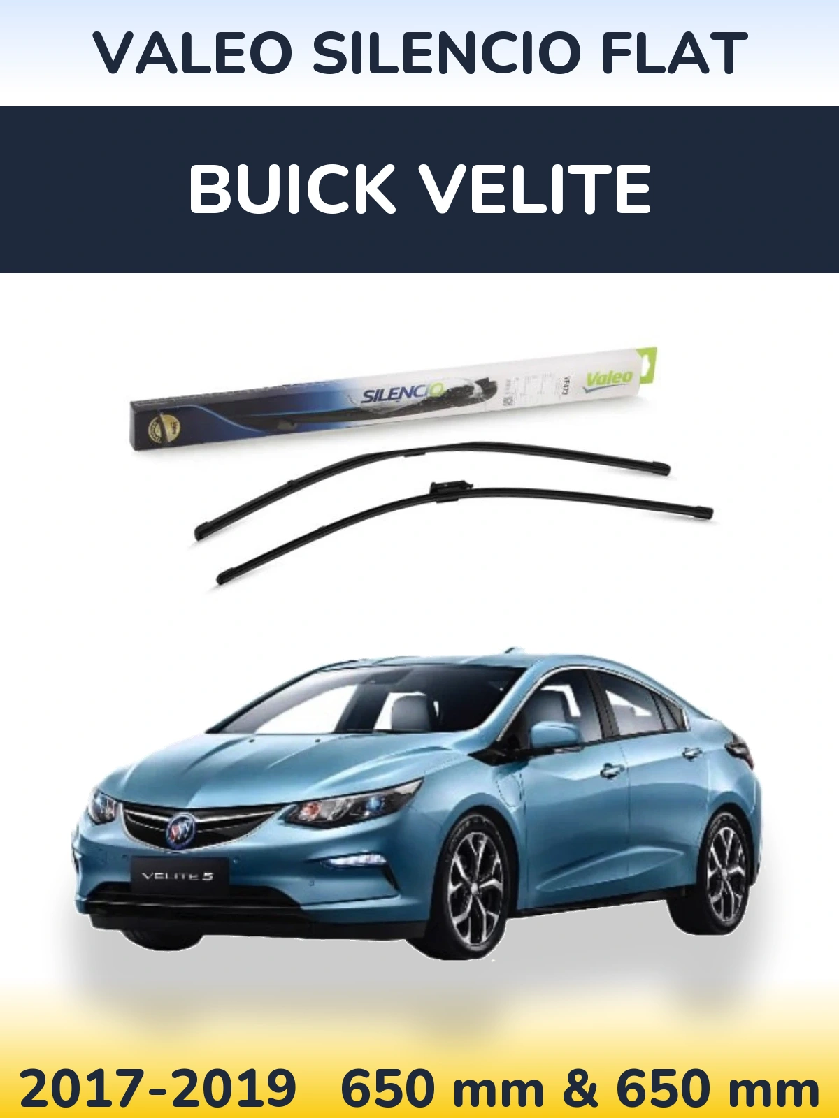 Комплект передних дворников Valeo Silencio Flat 650 & 650 мм для Buick Velite 2017-2019