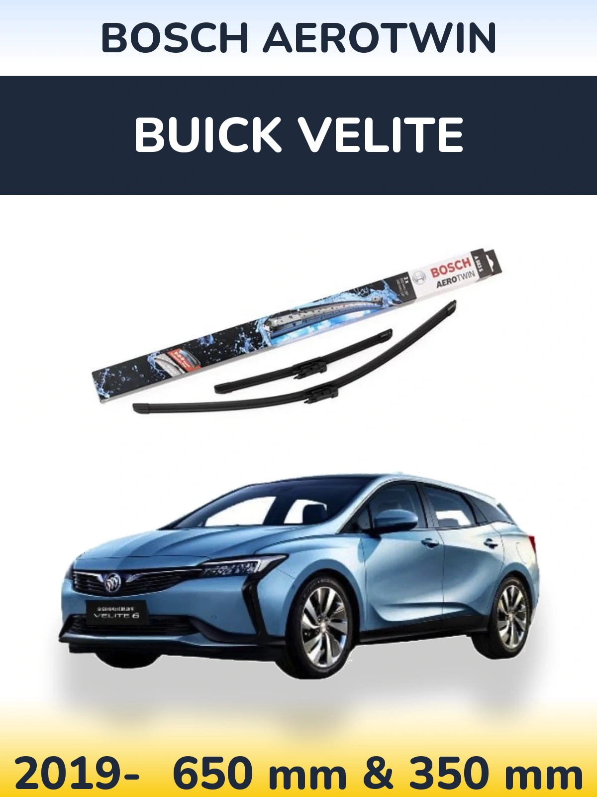 Front wiper blade set BOSCH AeroTwin 650 & 340 mm for Buick Velite 2019-2026