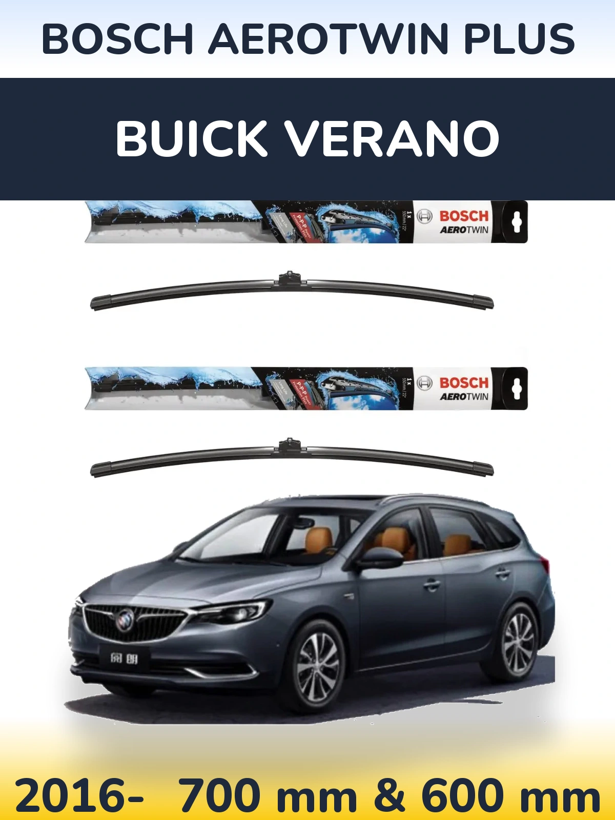 Комплект передних дворников BOSCH AeroTwin Plus 700 & 600 мм для Buick Verano 2016-2026