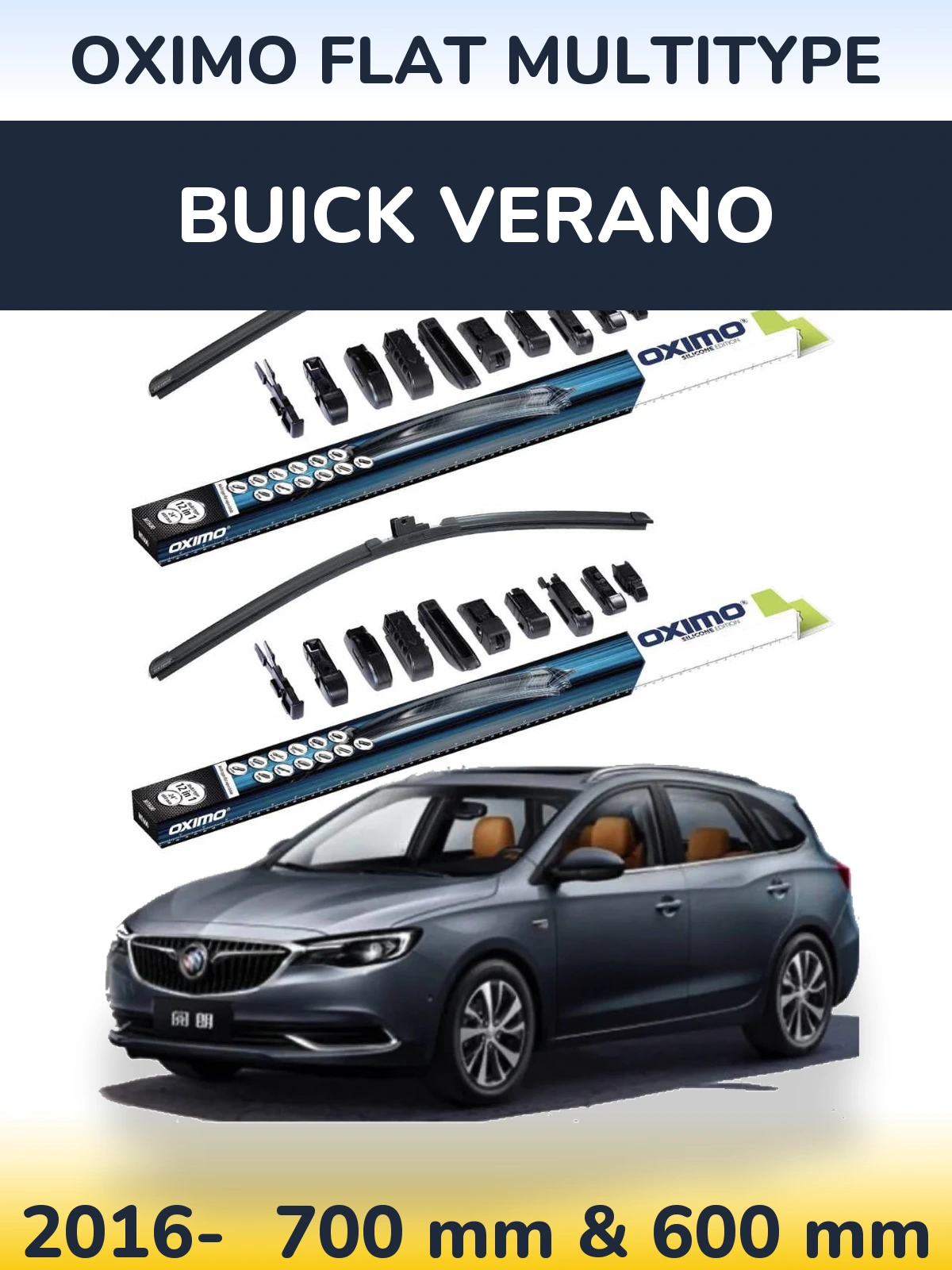Front wiper blade set Oximo Flat MultiTipoe 700 & 600 mm for Buick Verano 2016-2026