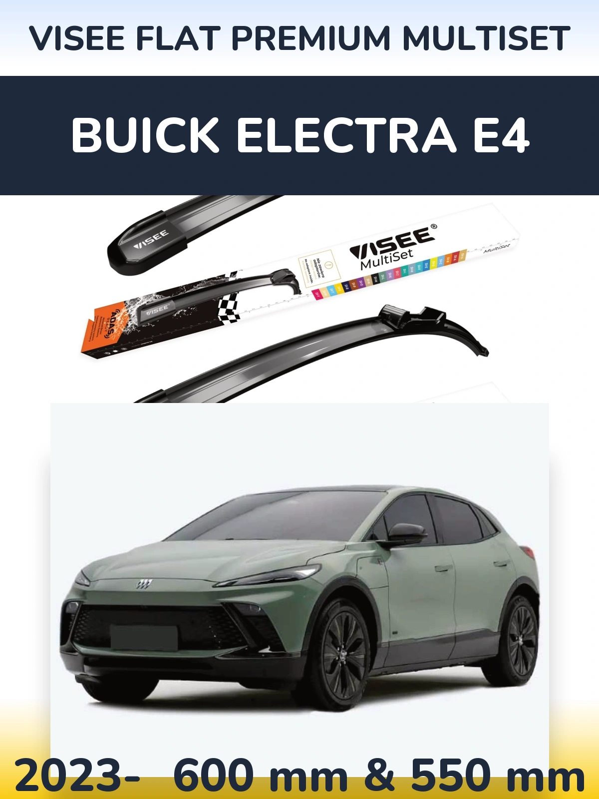 Front wiper blade set VISEE FLAT PREMIUM MultiSet 600 & 550 mm for Buick Electra E4 2023-2026