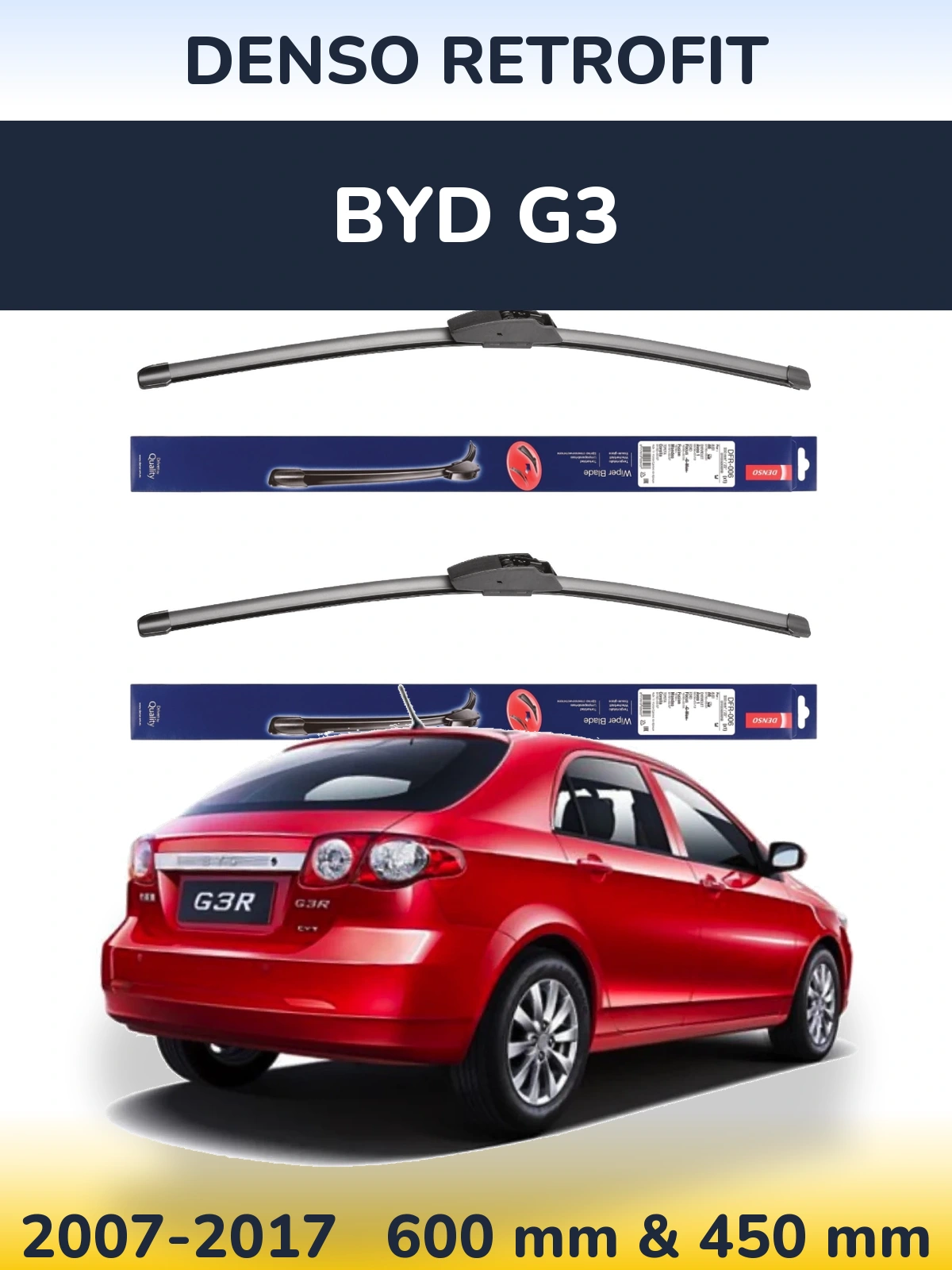 Комплект передніх щіток Denso Retrofit 600 & 450 мм для BYD G3 2007-2017