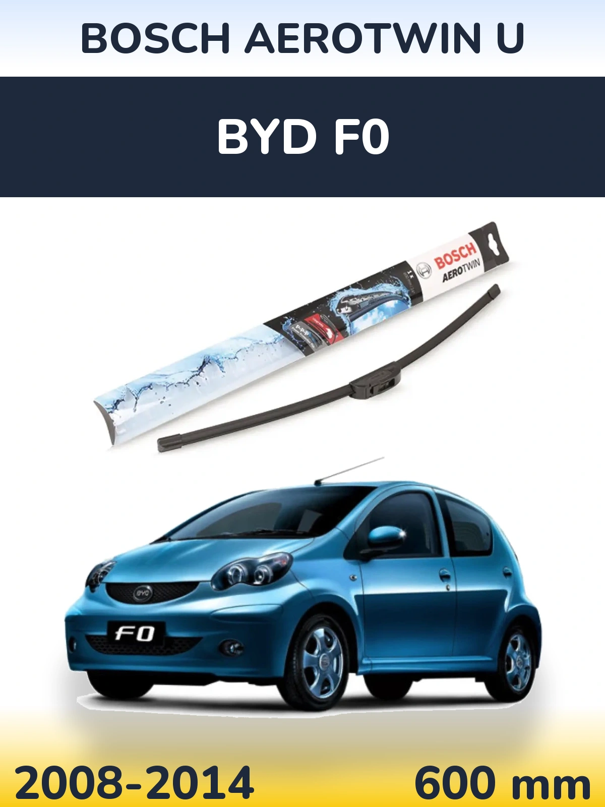 Передня щітка BOSCH AeroTwin U 600 мм для BYD F0 2008-2014