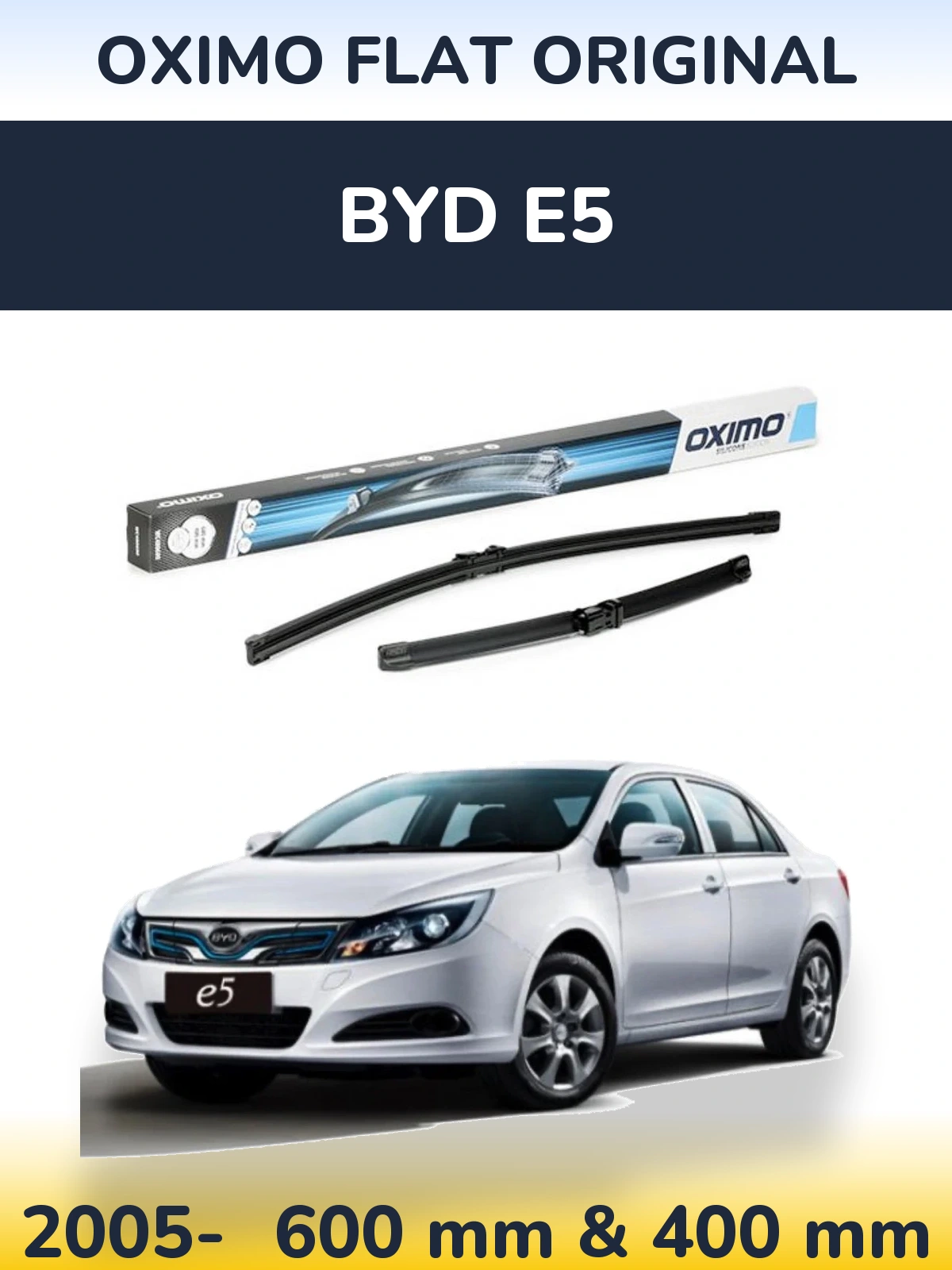 Комплект передних дворников Oximo Flat Original 600 & 400 мм для BYD E5 2005-2026