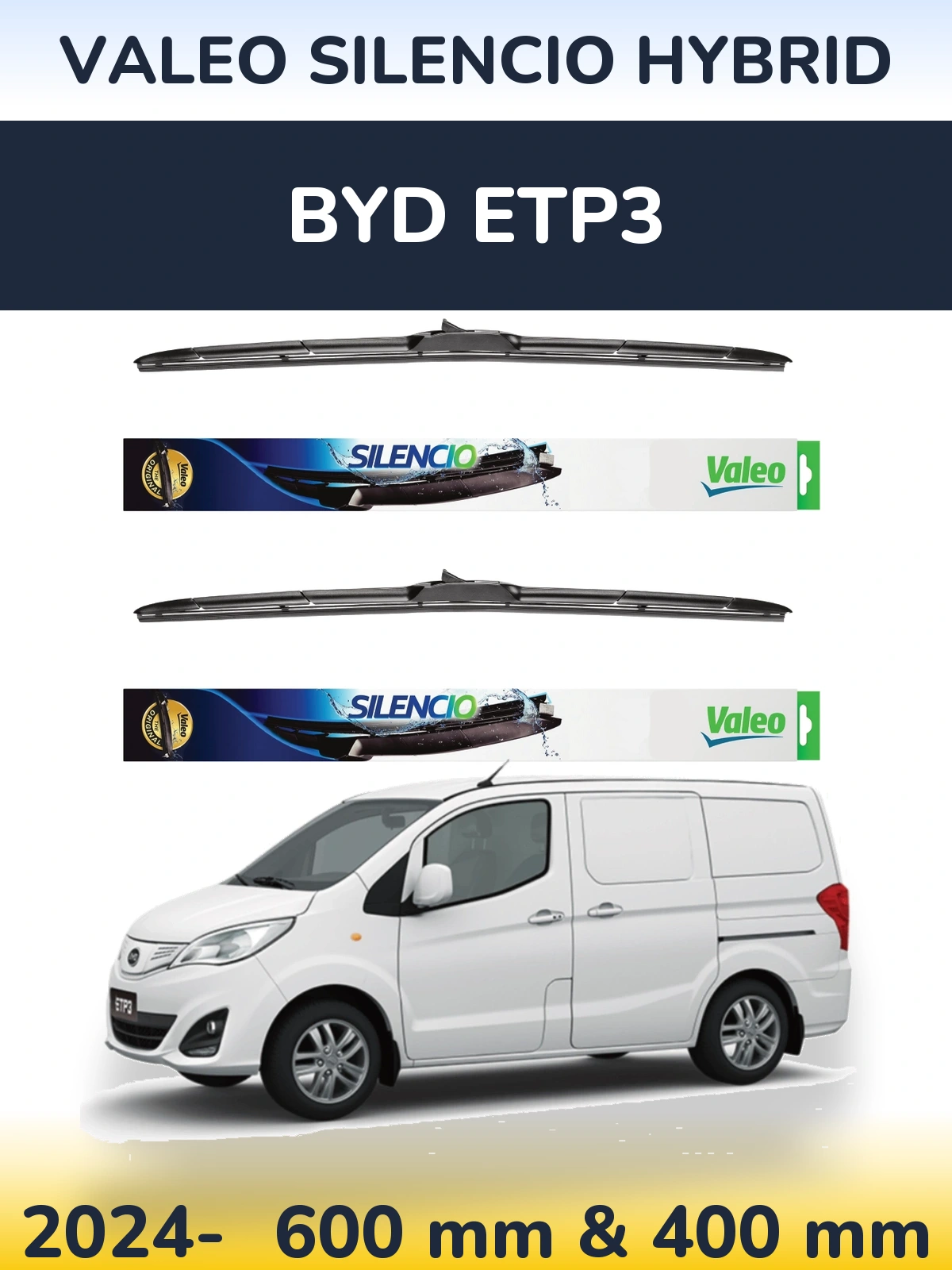 Комплект передних дворников Valeo Silencio Hybrid 600 & 400 мм для BYD ETP3 2024-2026