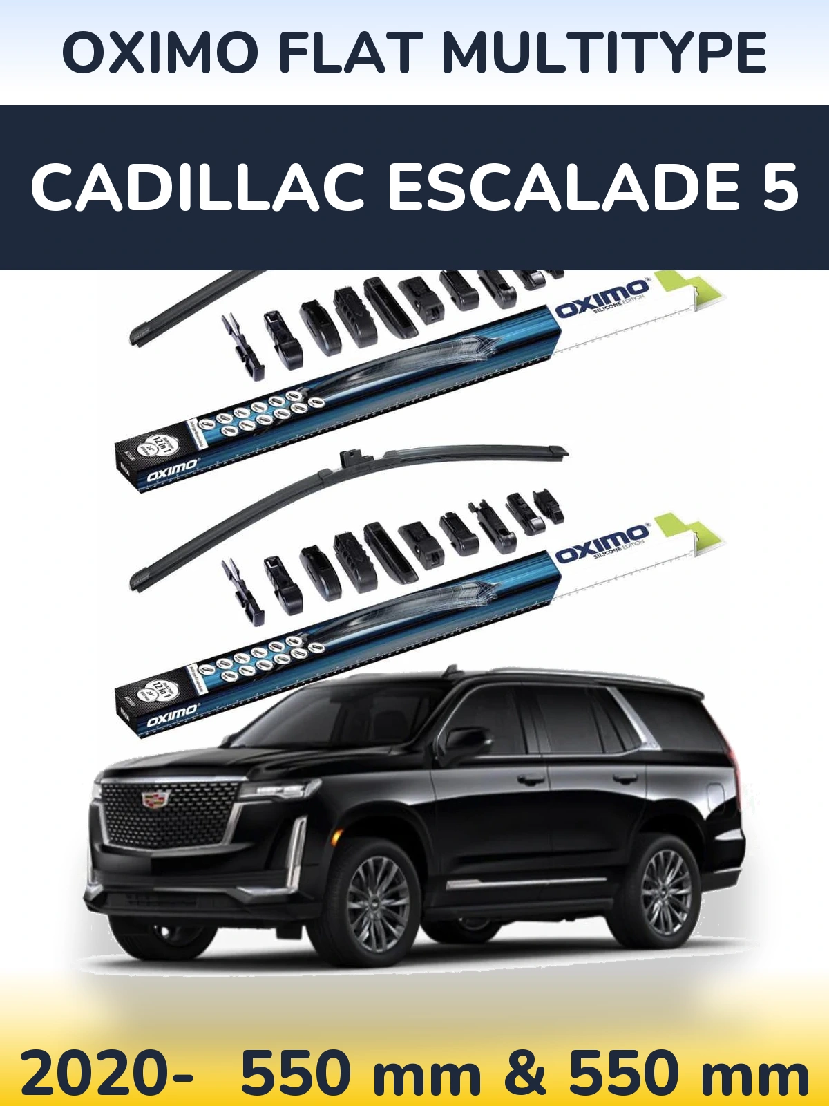 Комплект передних дворников Oximo Flat MultiТипe 550 & 550 мм для Cadillac Escalade 5 2020-2026
