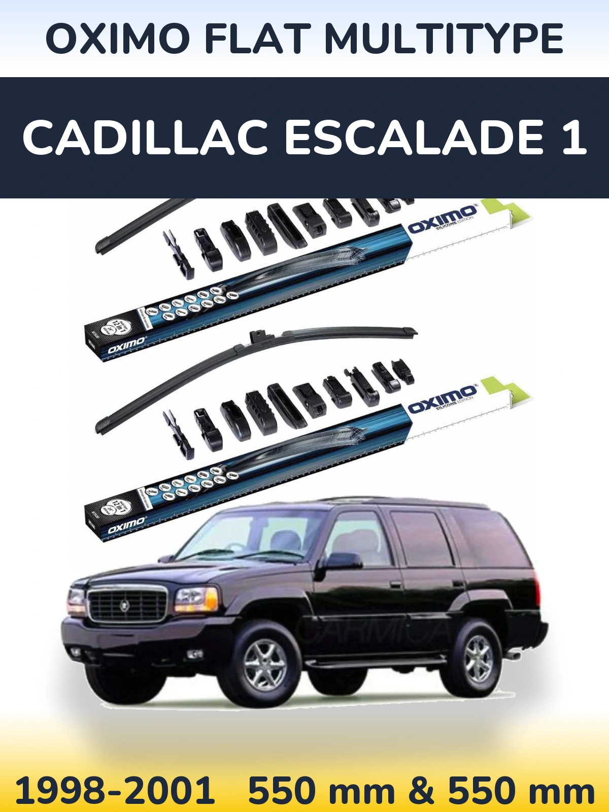 Front wiper blade set Oximo Flat MultiTipoe 550 & 550 mm for Cadillac Escalade 1 1998-2001
