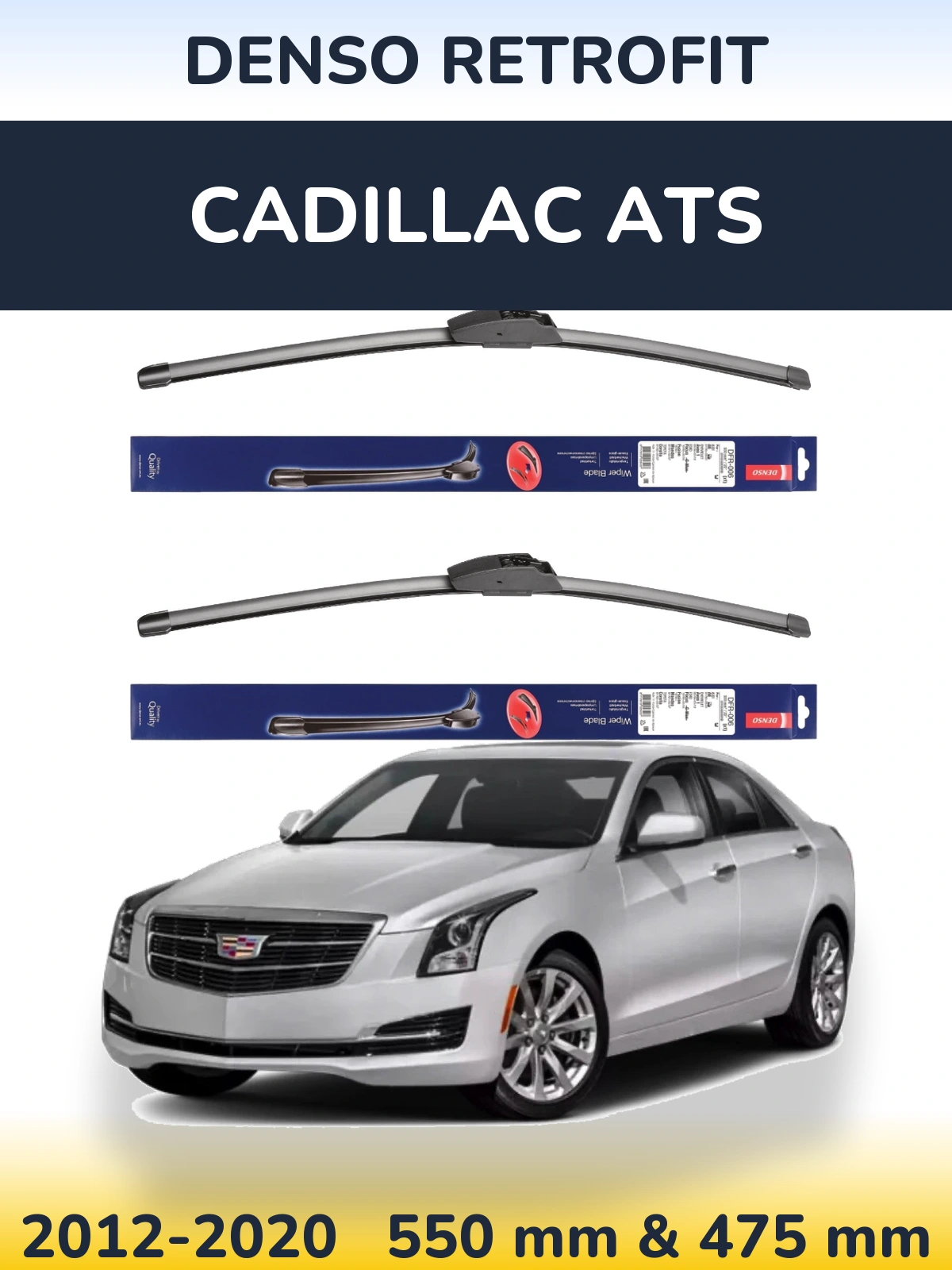 Front wiper blade set Denso Retrofit 550 & 475 mm for Cadillac ATS 2012-2020