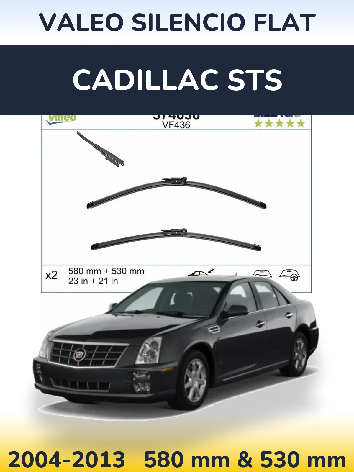 Комплект передних дворников Valeo Silencio Flat 580 & 530 мм для Cadillac STS 2004-2013