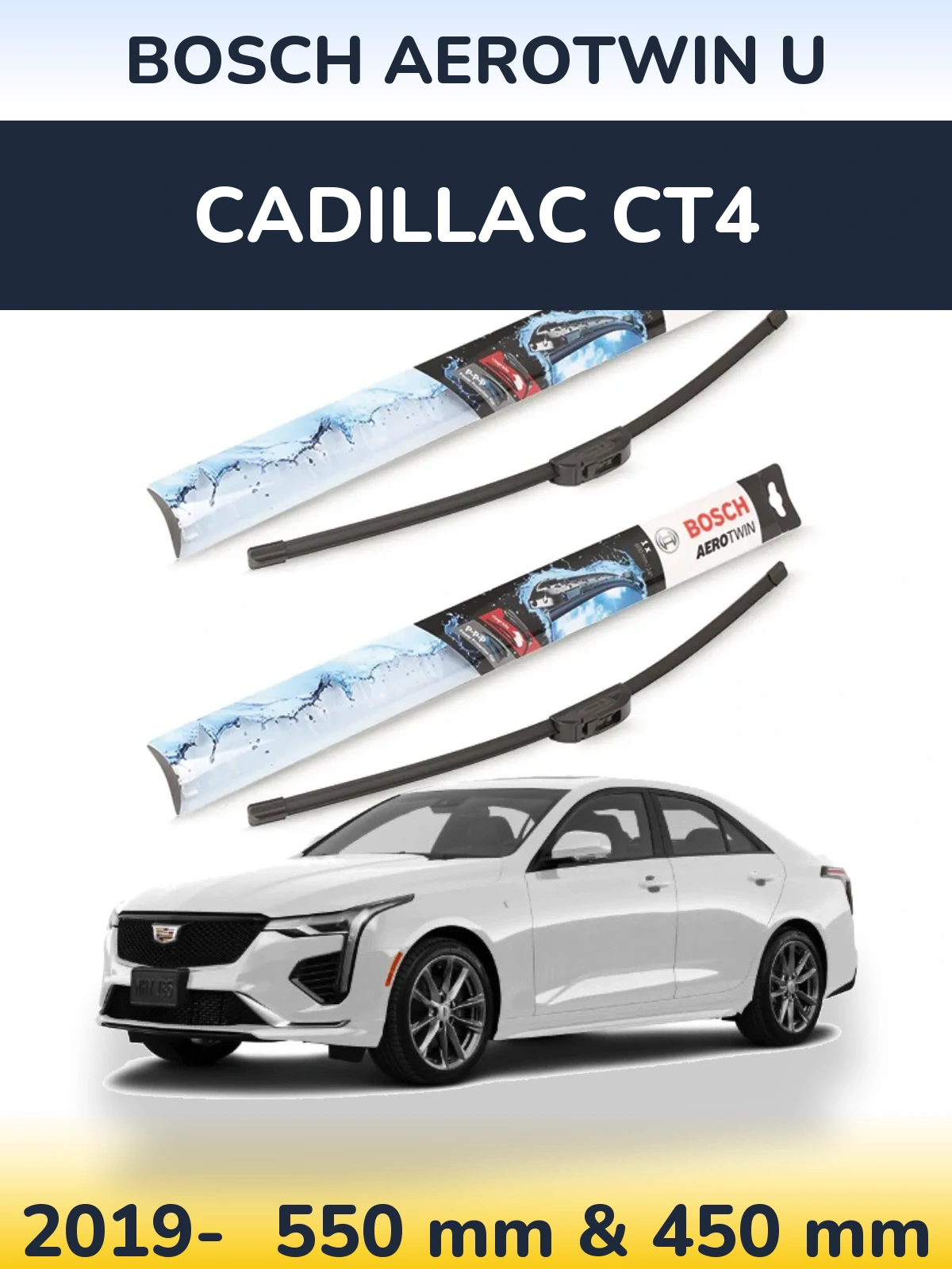 Комплект передних дворников BOSCH AeroTwin U 550 & 450 мм для Cadillac CT4 2019-2026