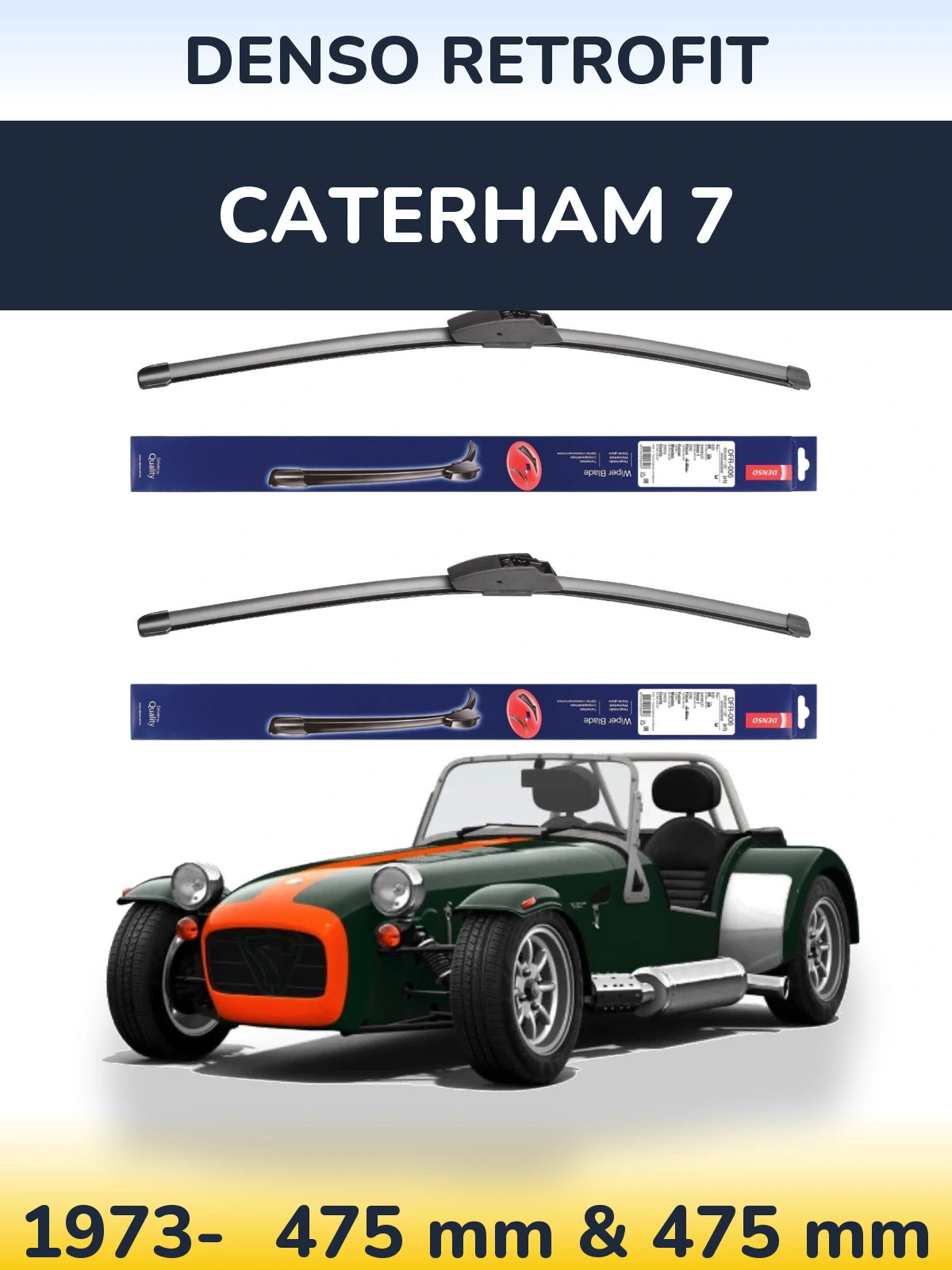 Комплект передніх щіток Denso Retrofit 475 & 475 мм для Caterham 7 1973-2026