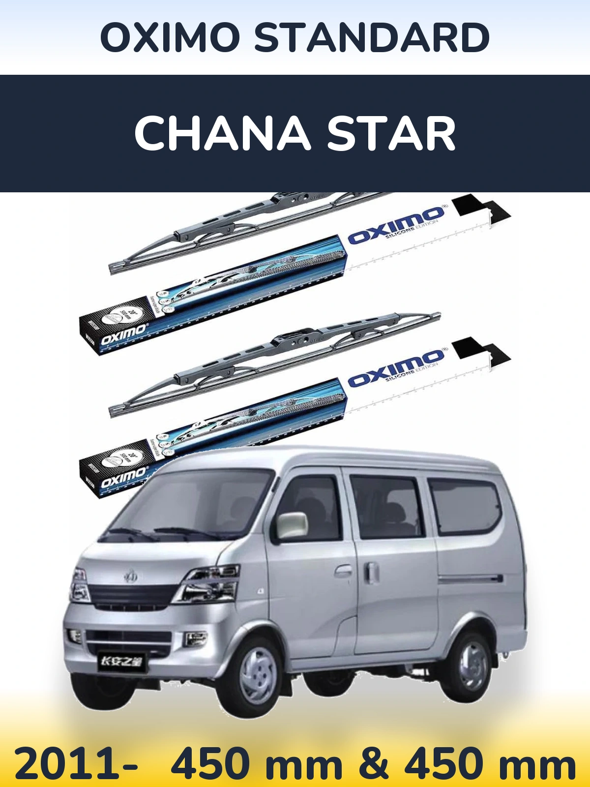 Front wiper blade set Oximo Standard 450 & 450 mm for Chana Star 2011-2026