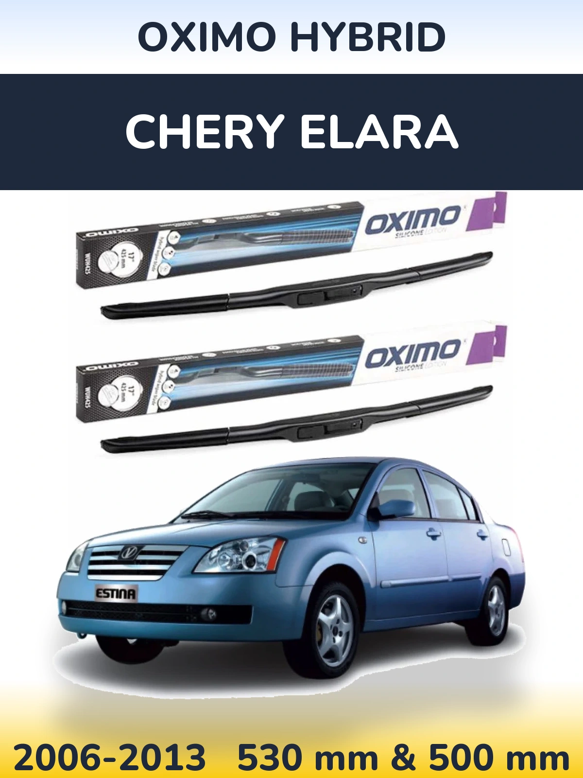 Комплект передних дворников Oximo Hybrid 530 & 500 мм для Chery Elara 2006-2013