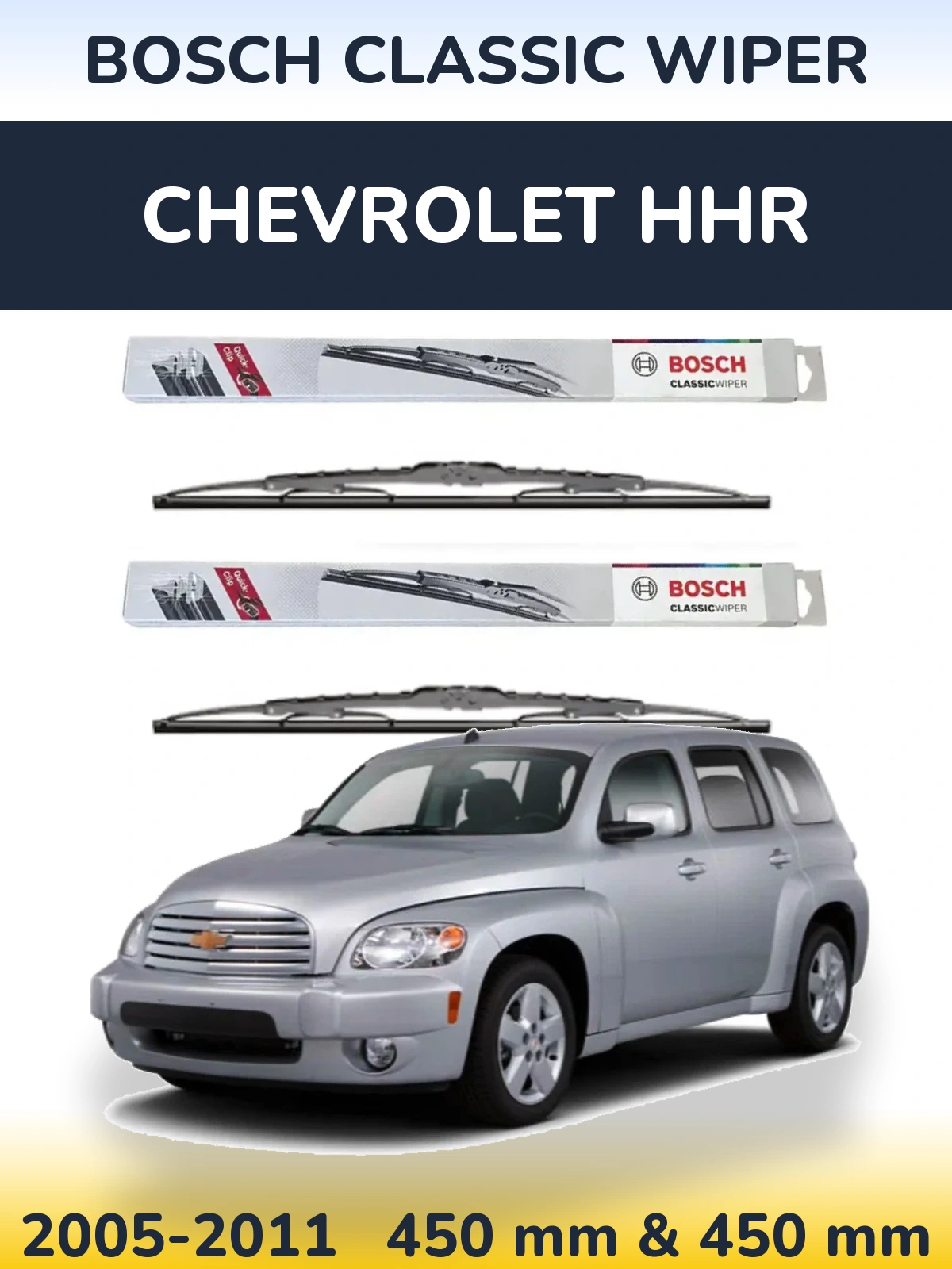 Front wiper blade set BOSCH Classic Wiper 450 & 450 mm for Chevrolet HHR 2005-2011