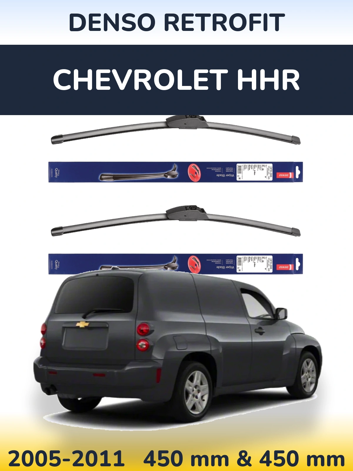 Front wiper blade set Denso Retrofit 450 & 450 mm for Chevrolet HHR 2005-2011