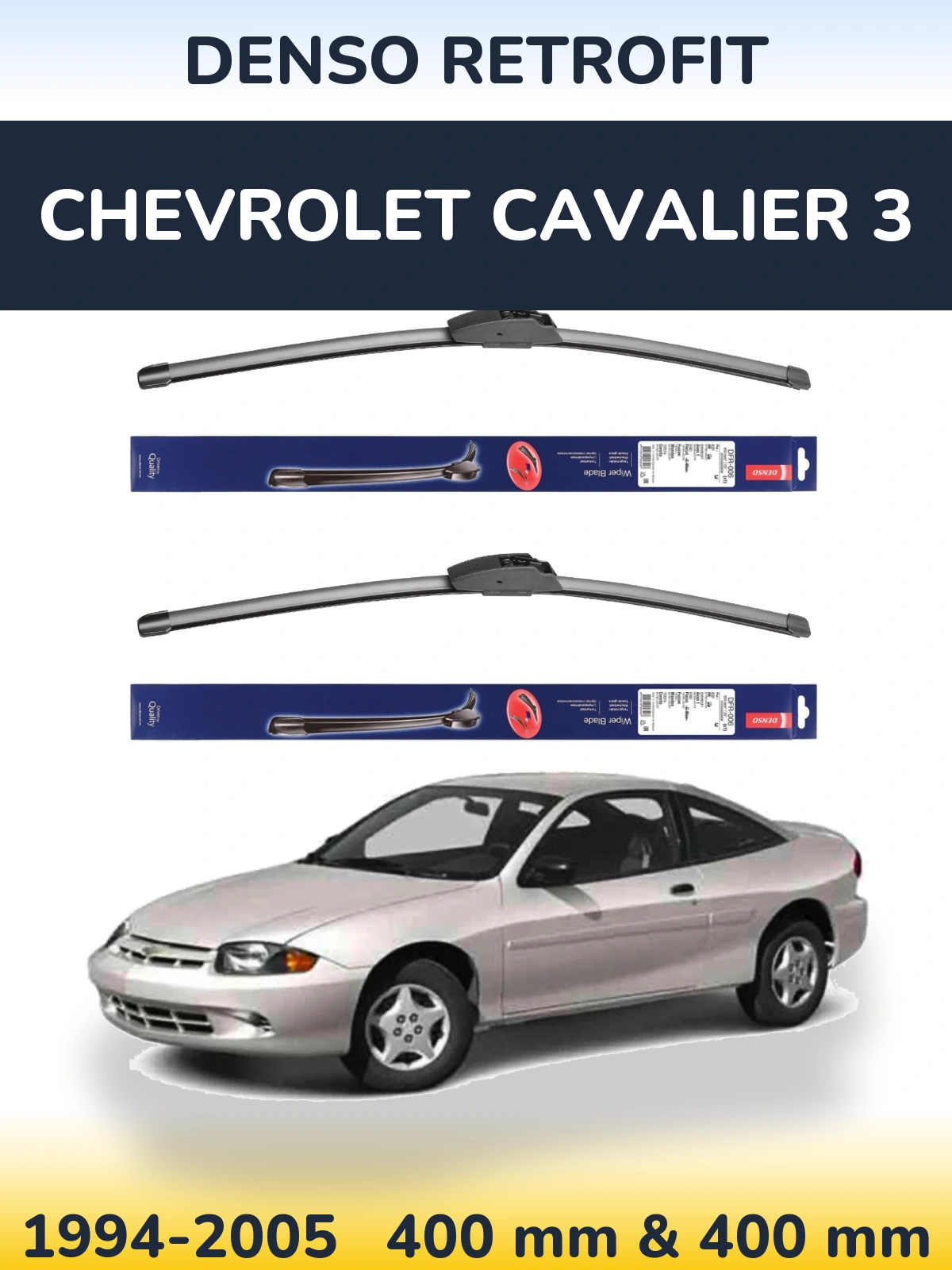 Front wiper blade set Denso Retrofit 400 & 400 mm for Chevrolet Cavalier 3 1994-2005