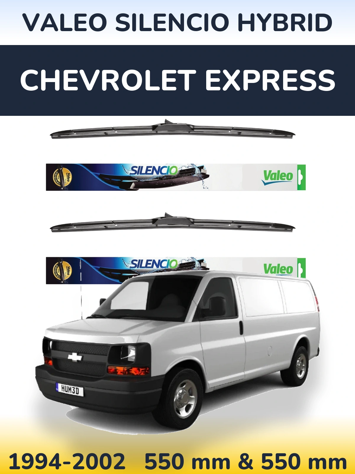 Комплект передних дворников Valeo Silencio Hybrid 550 & 550 мм для Chevrolet Express 1994-2002