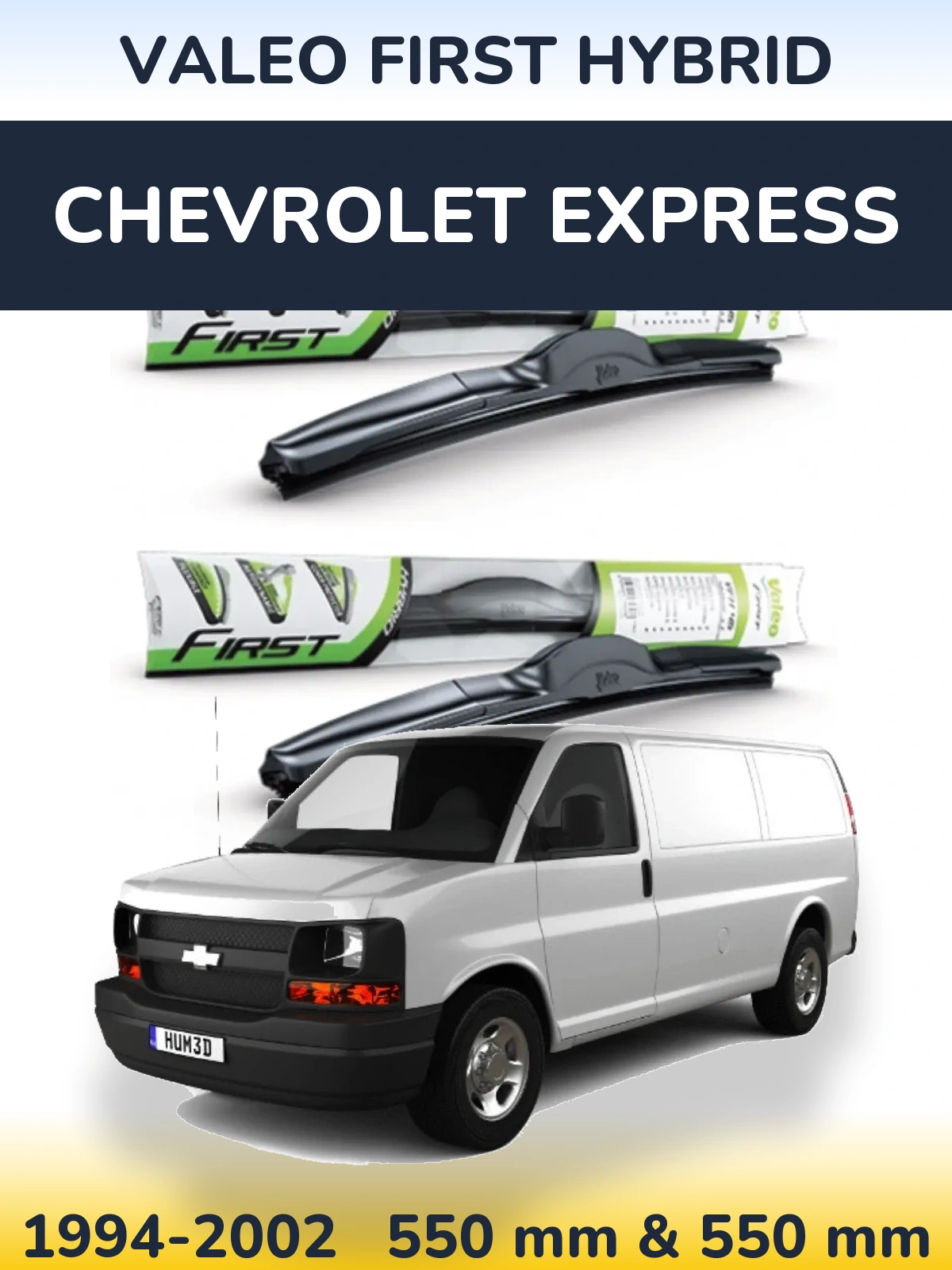 Комплект передних дворников Valeo First Hybrid 550 & 550 мм для Chevrolet Express 1994-2002
