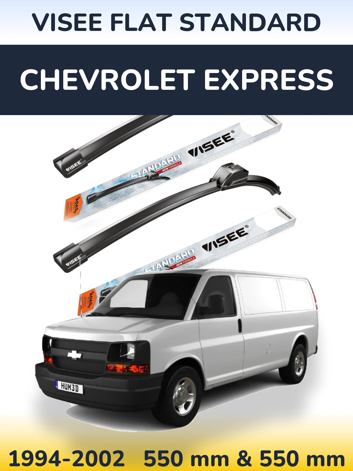 Комплект передних дворников VISEE FLAT STANDARD 550 & 550 мм для Chevrolet Express 1994-2002